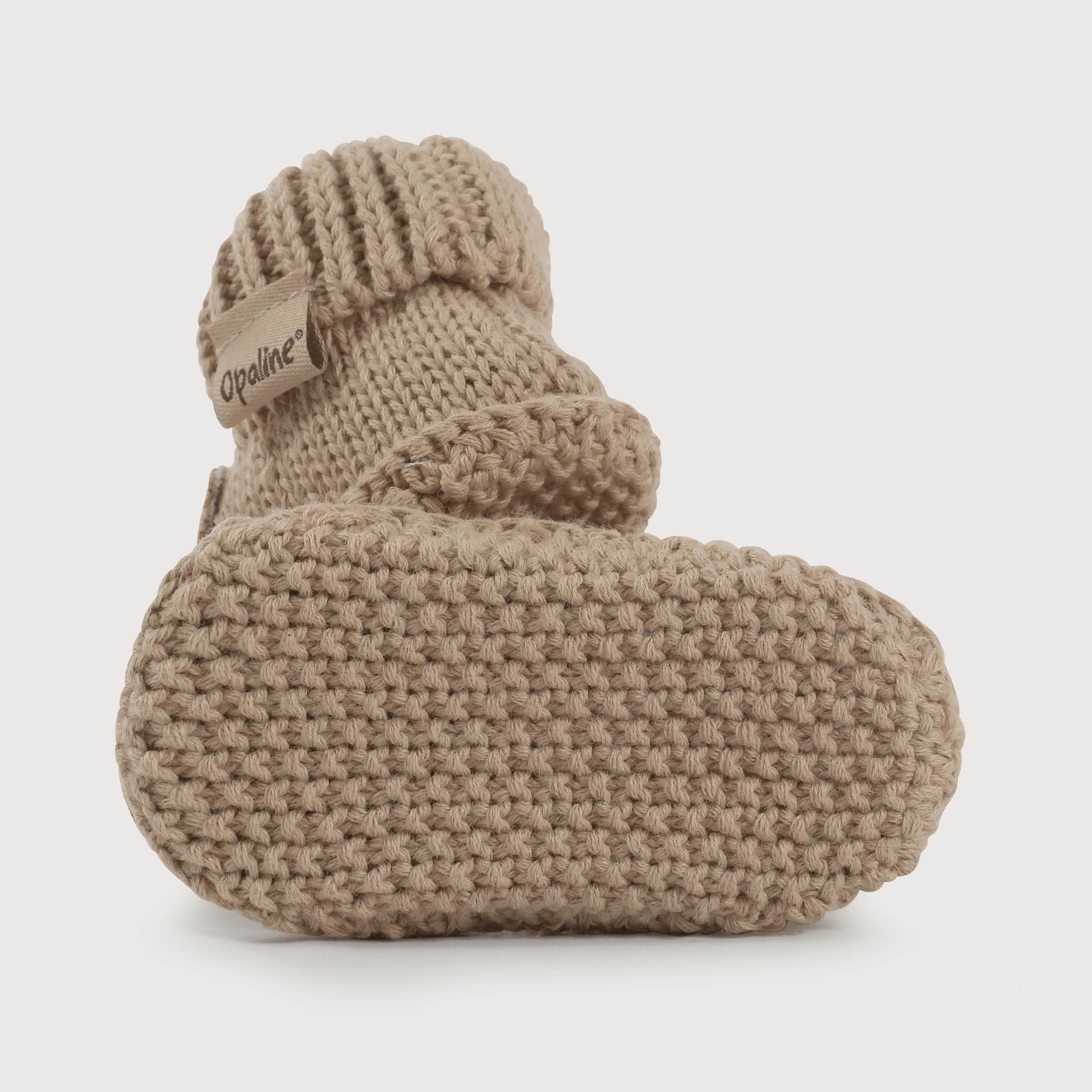 Pantufla bebe tejida café de niño-2