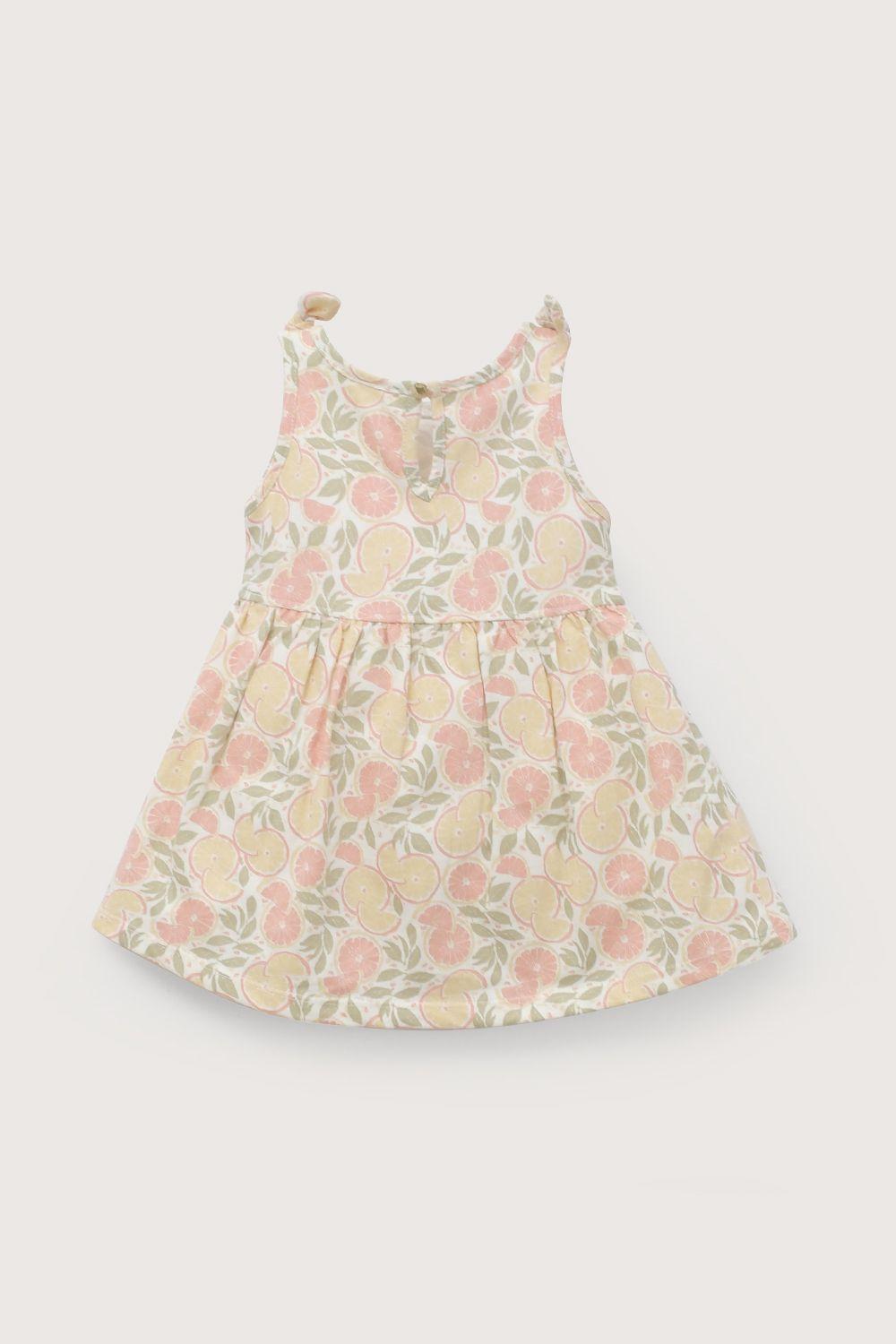 Vestido beige estampado de niña-2