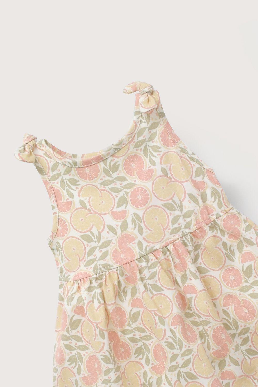 Vestido beige estampado de niña-3