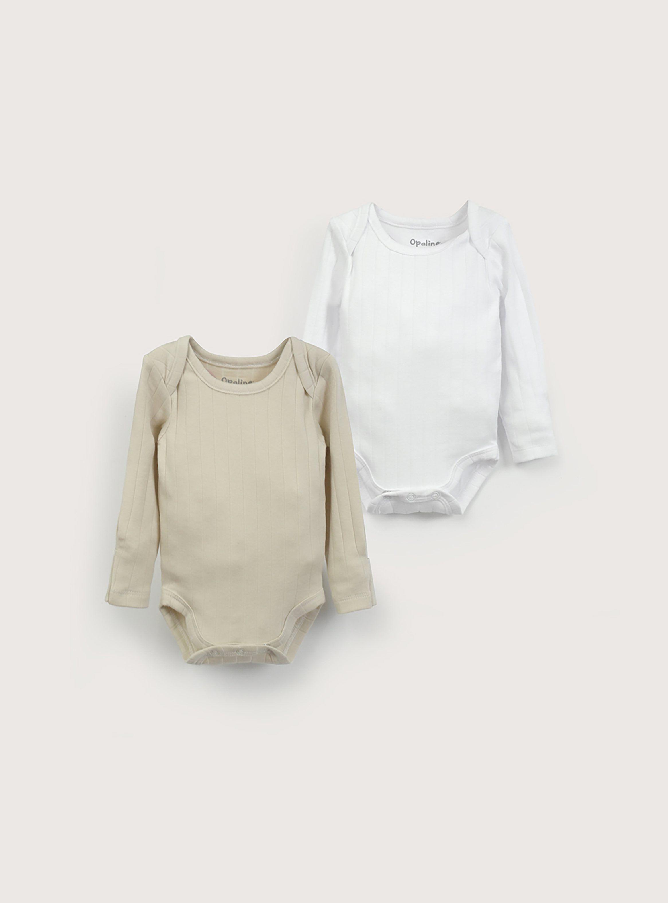 Pack 2 Body Beige Rib Bebé Unisex-0