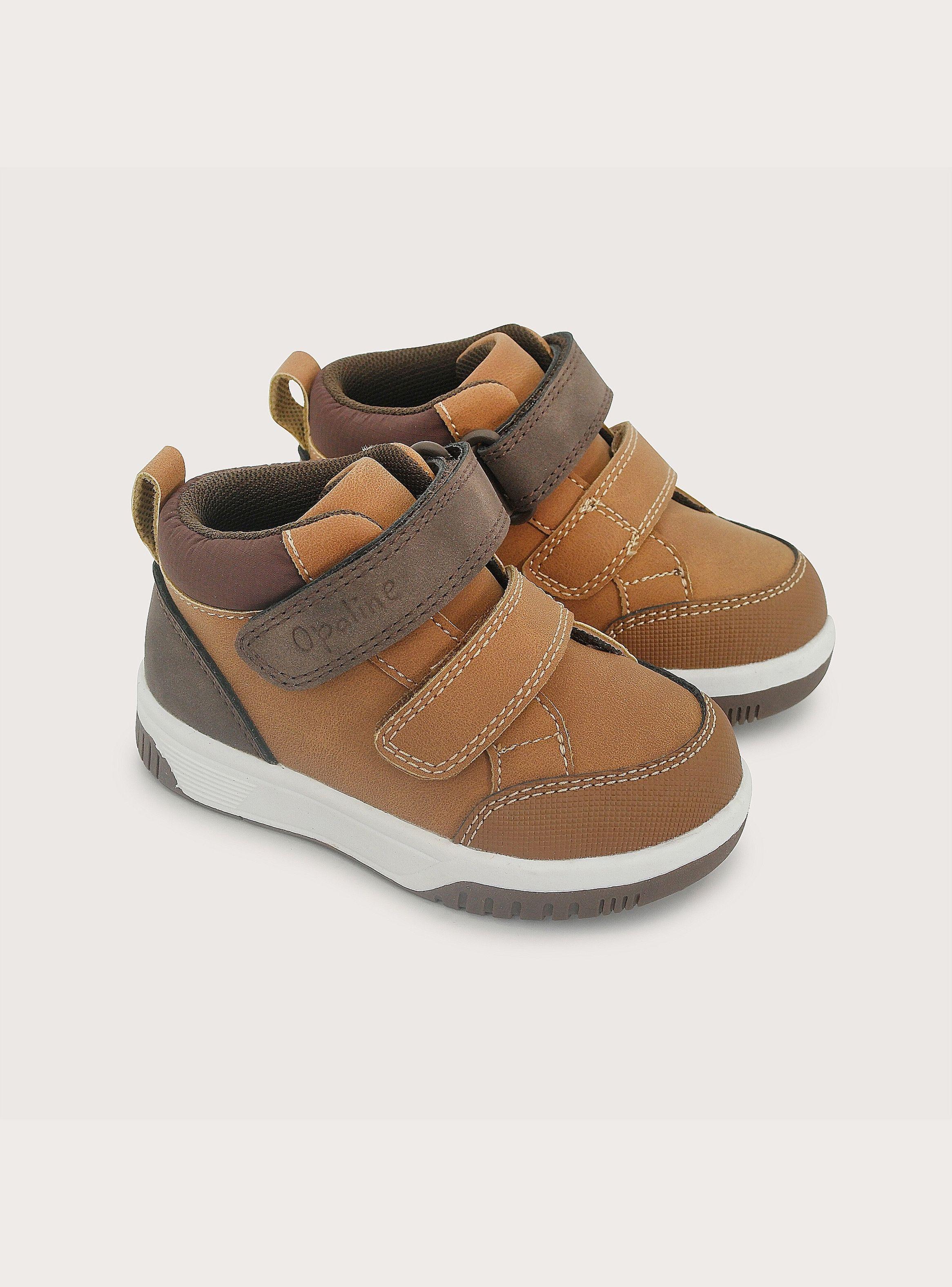Zapatilla Alta Doble Velcro Camel Niño-0