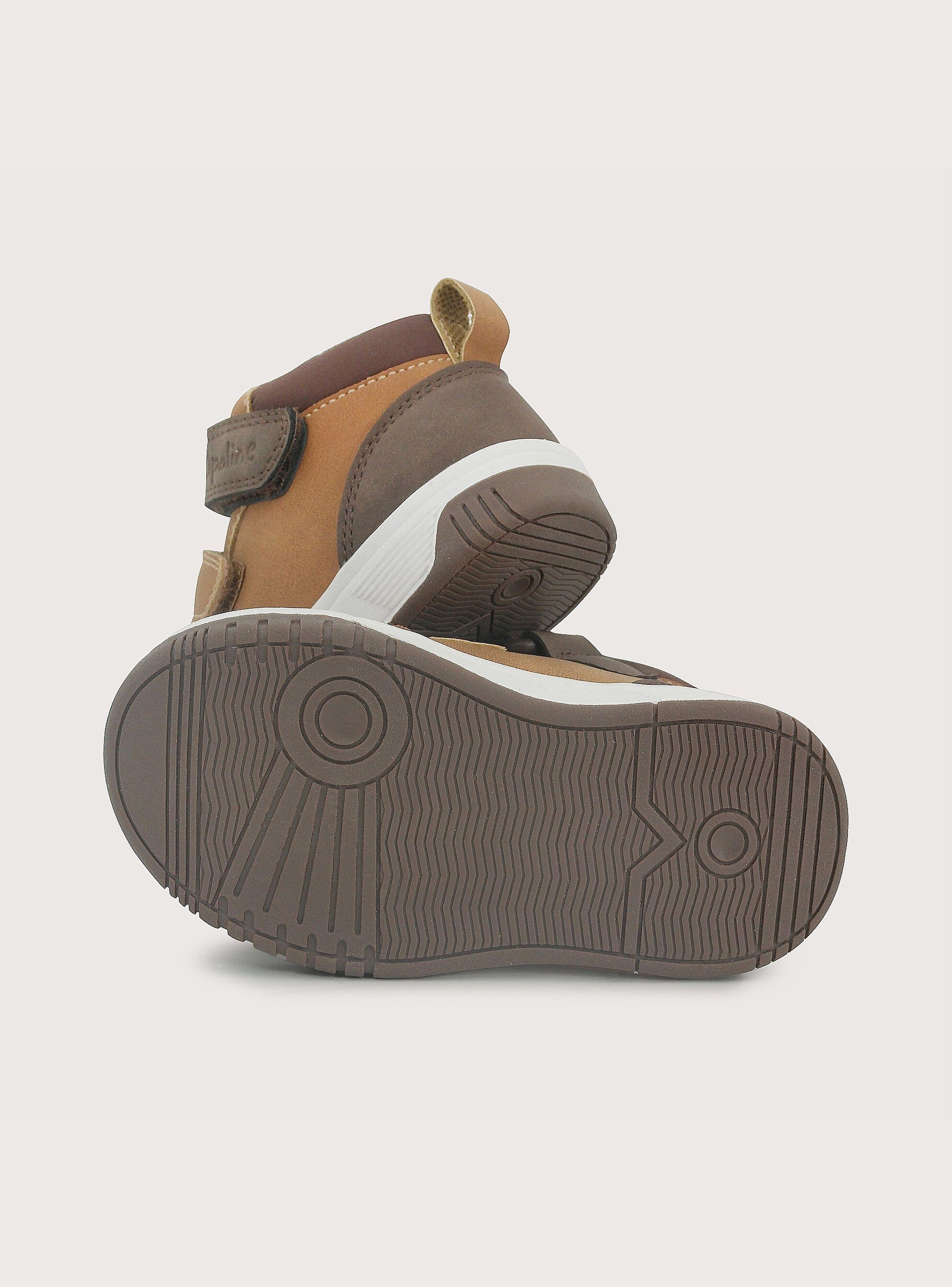 Zapatilla Alta Doble Velcro Camel Niño-2