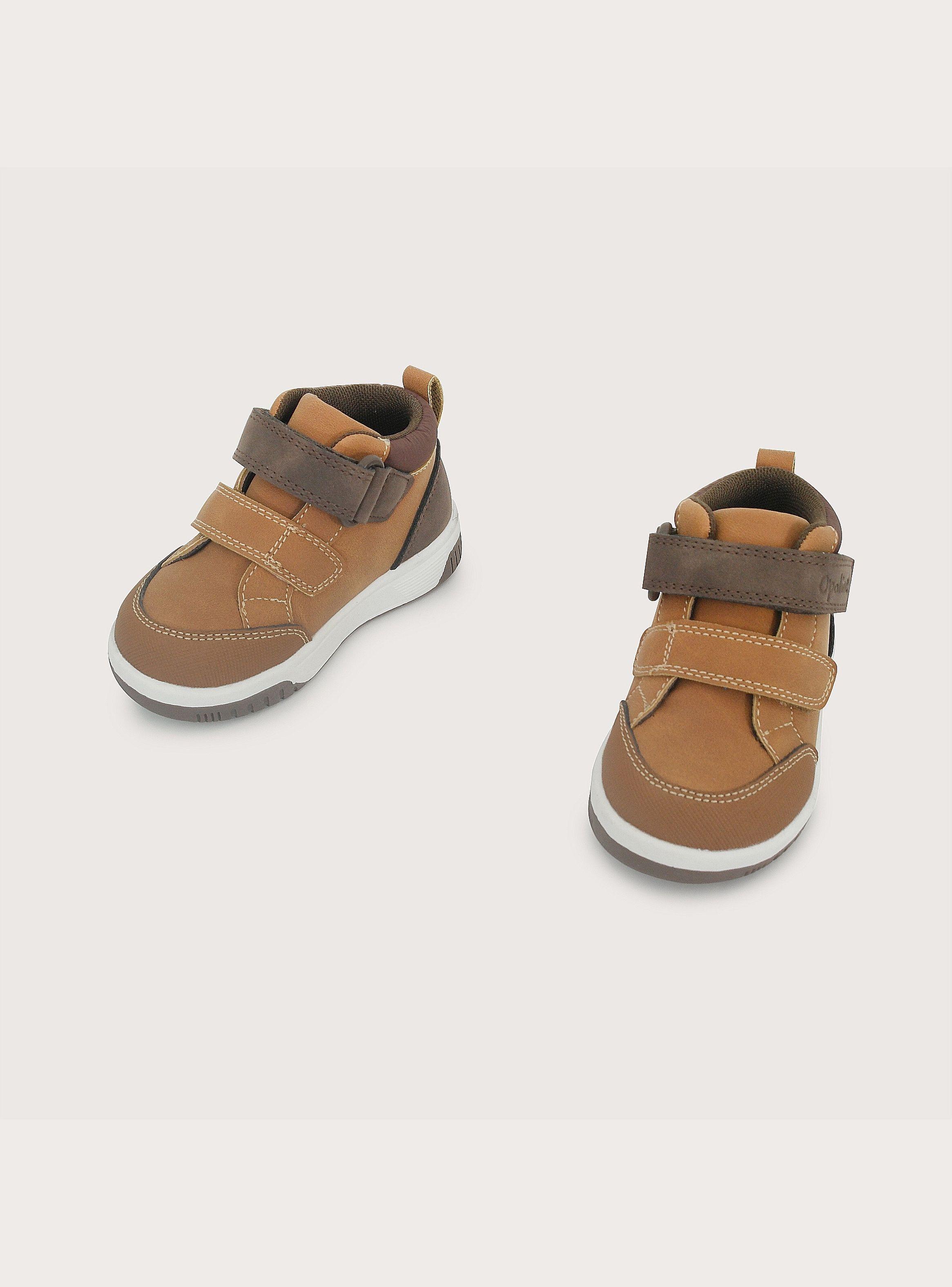 Zapatilla Alta Doble Velcro Camel Niño-3