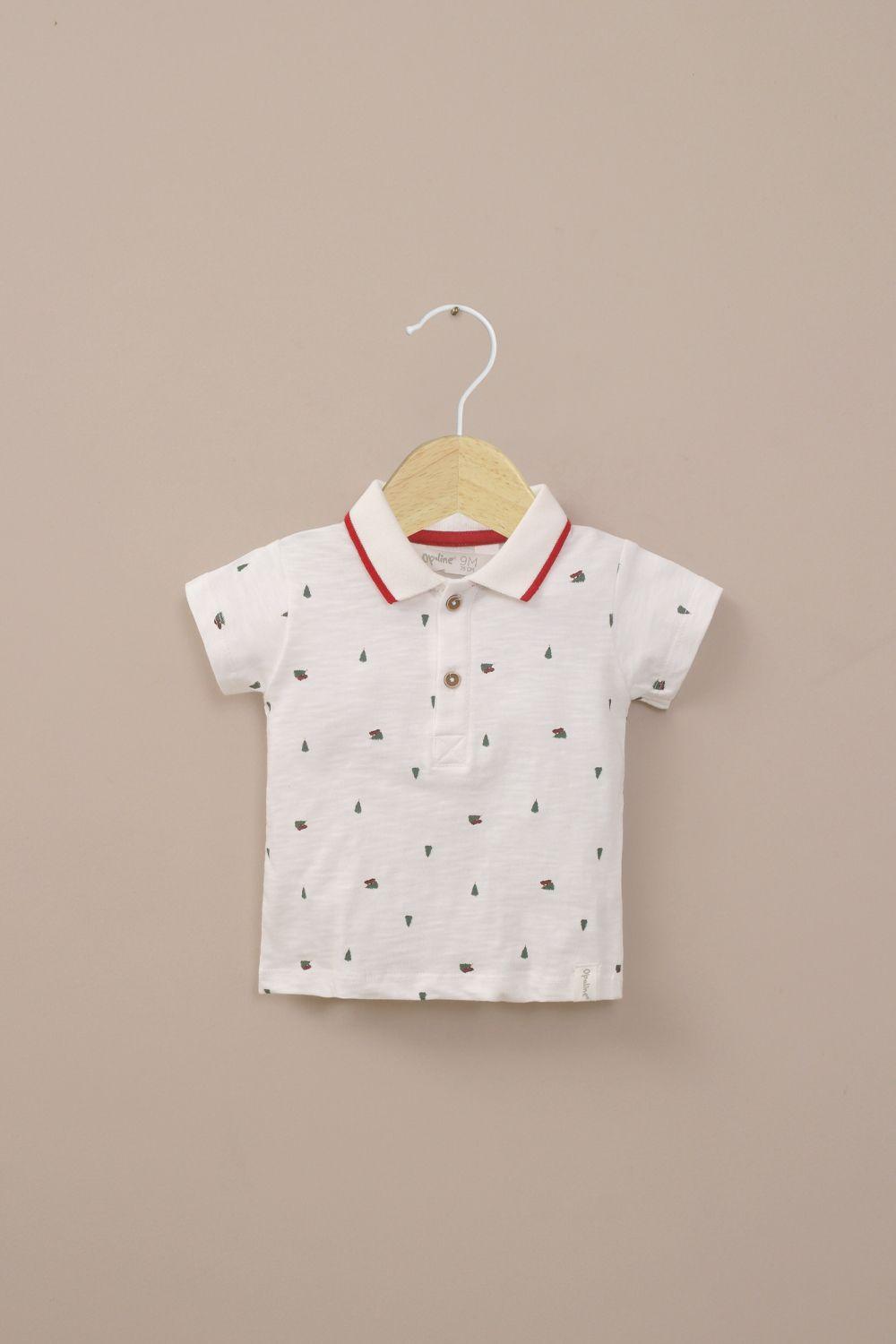 Polera cuello piqué navidad niño-0