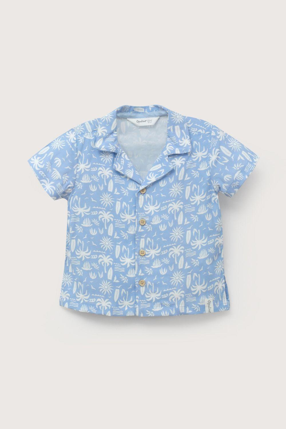 Camisa guayabera celeste de niño-1