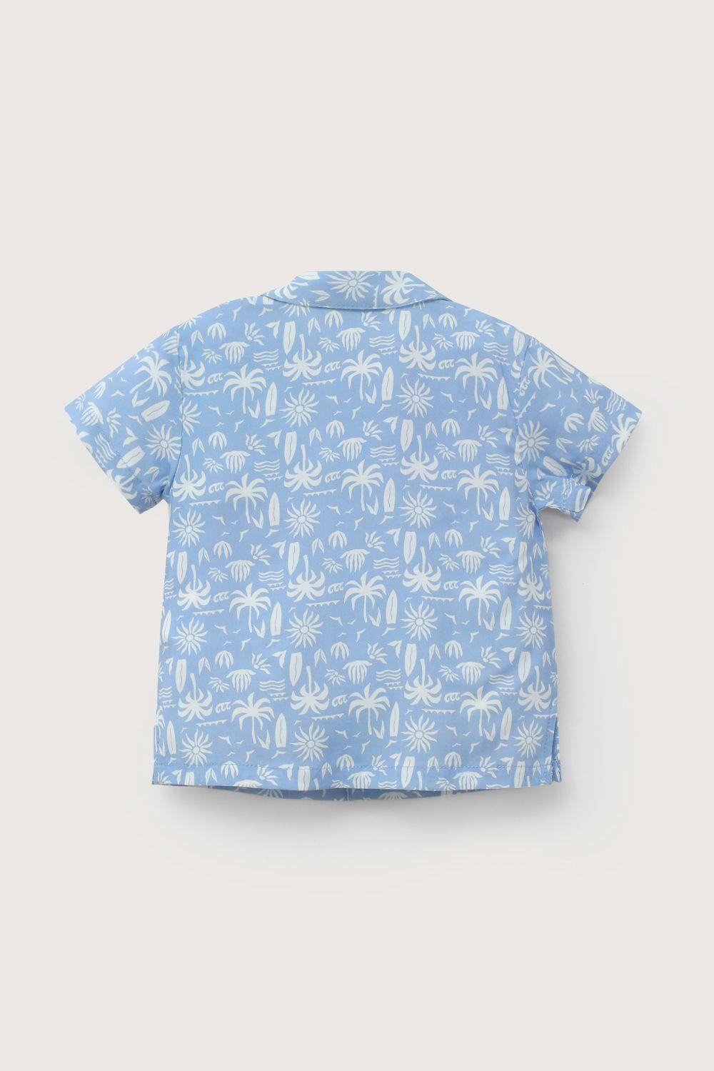 Camisa guayabera celeste de niño-2