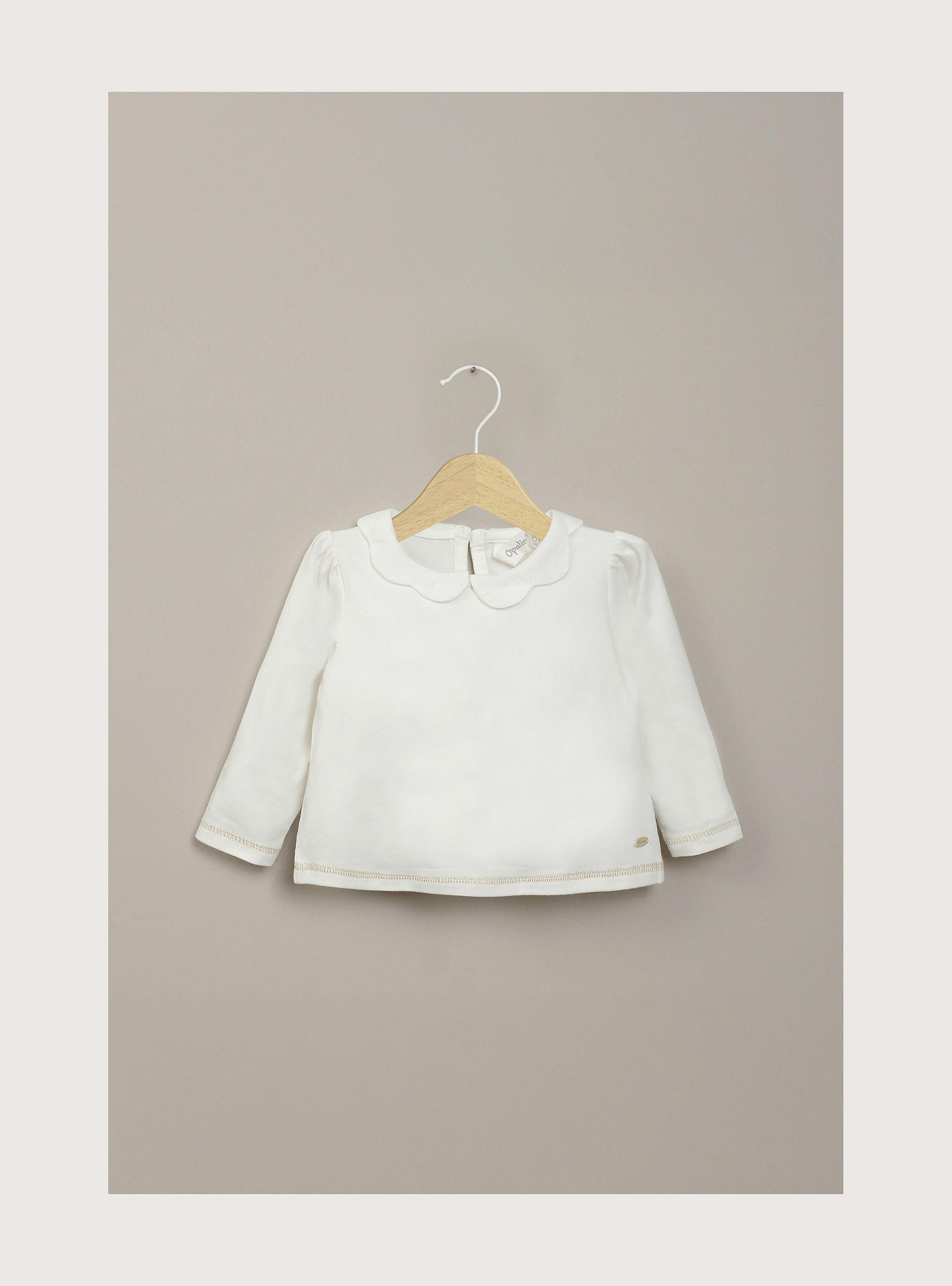 Polera blanca manga larga de niña-0