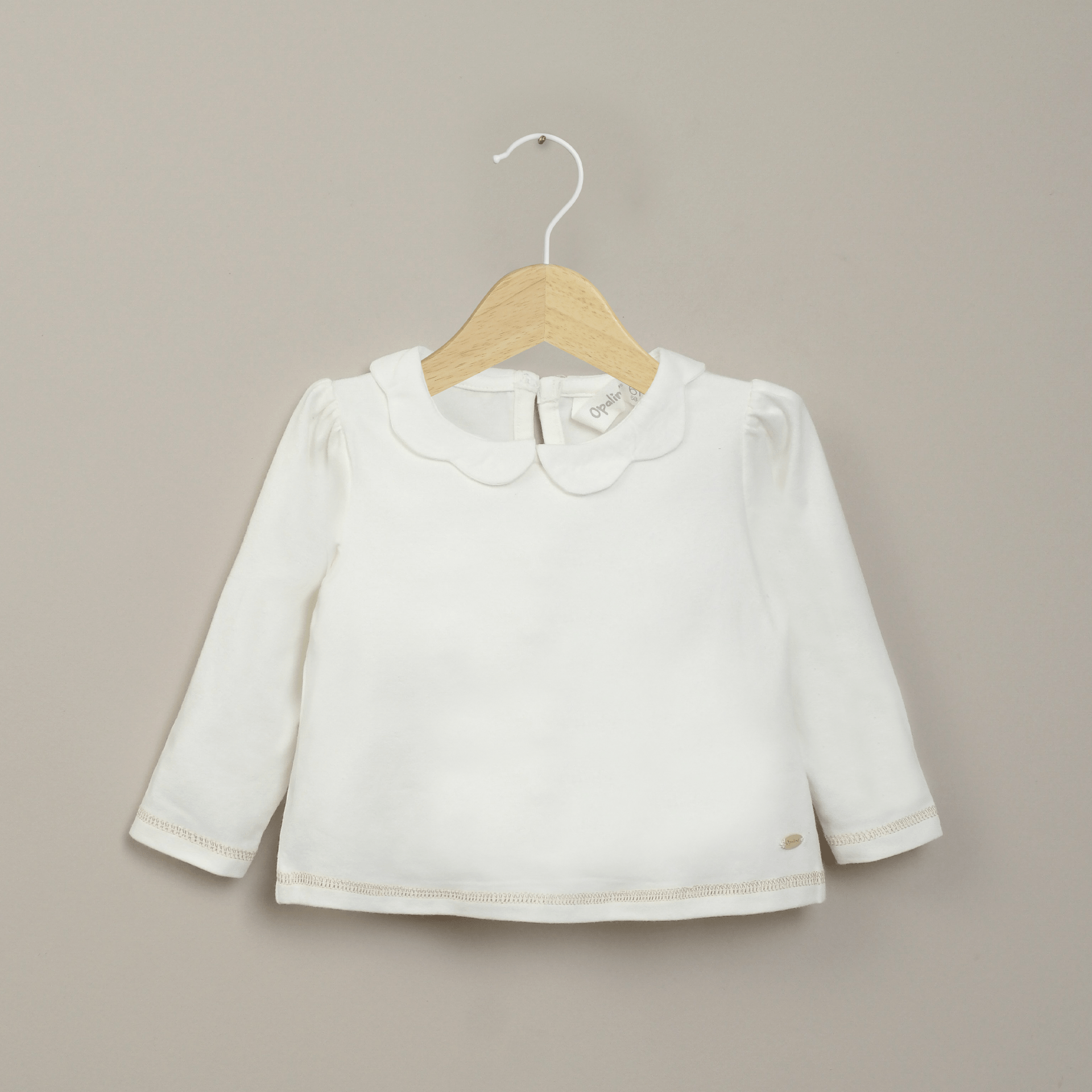 Polera blanca manga larga de niña-0