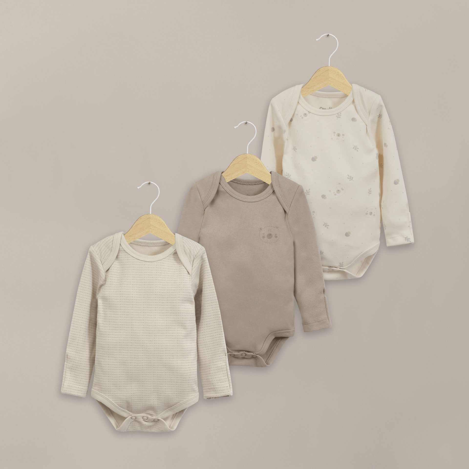 Tripack bodies manga larga ositos de bebé niño-0