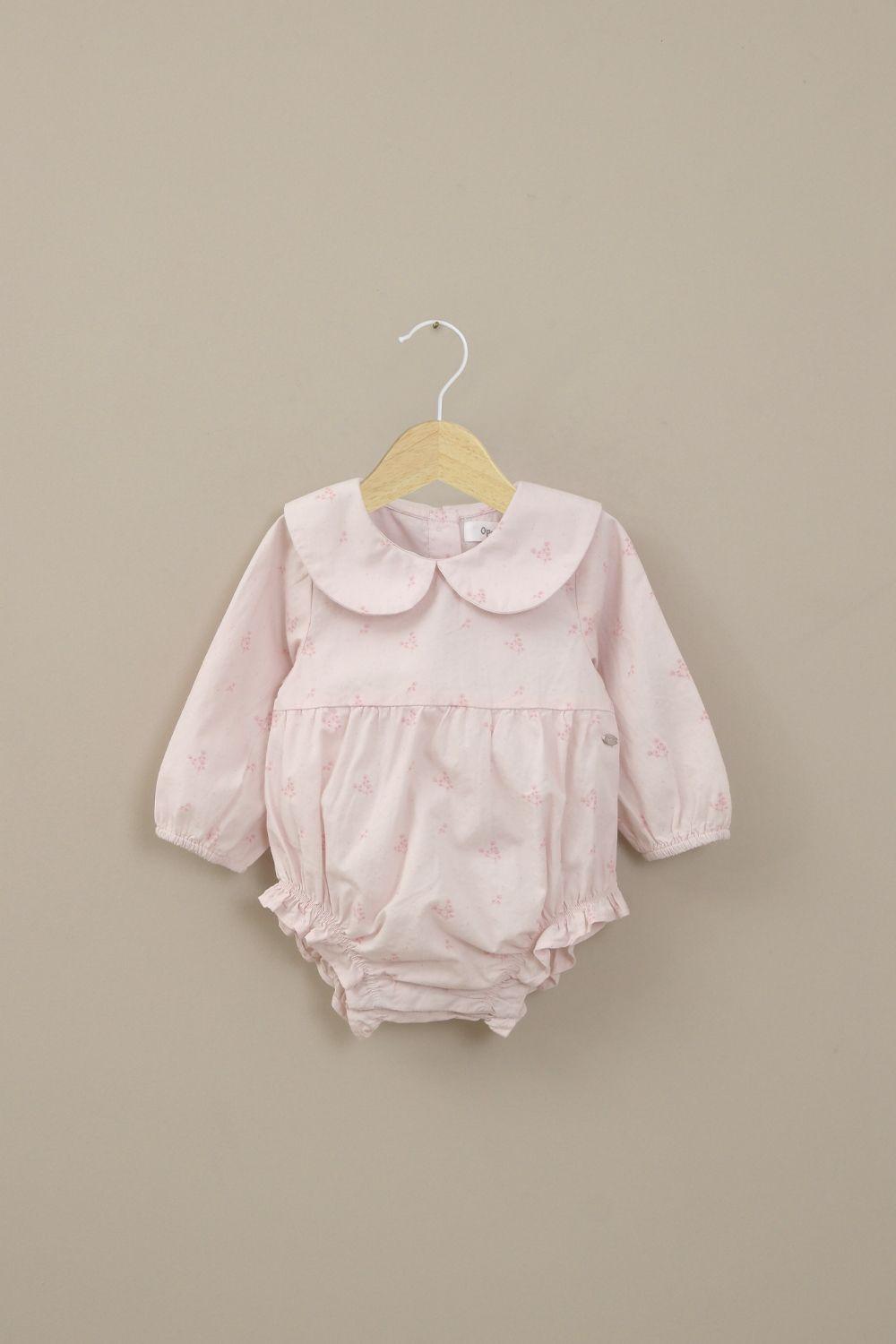 Bombacho manga larga rosado de bebé niña-0