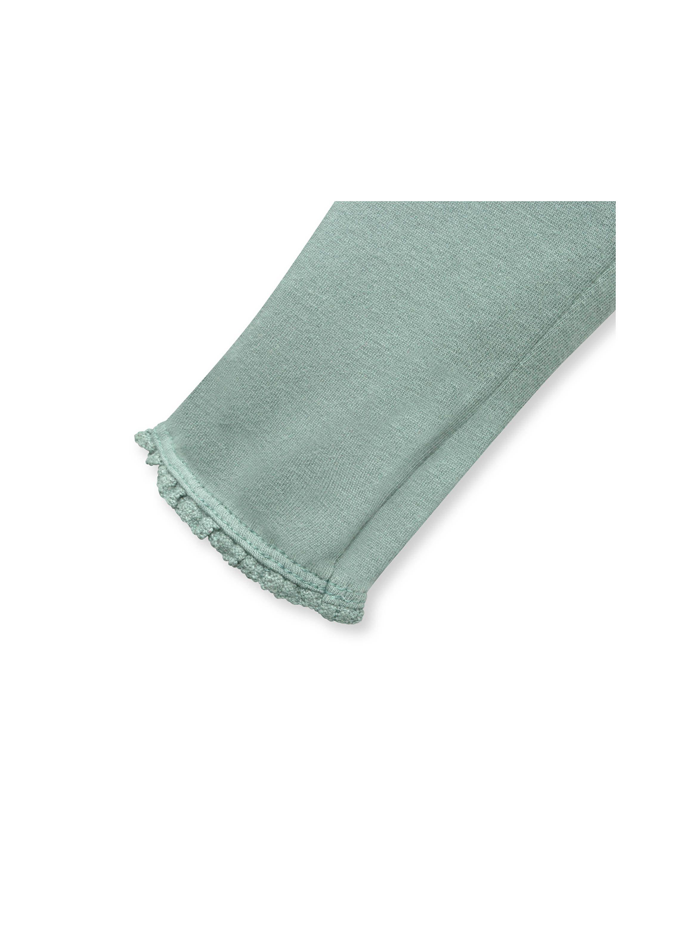 Calza De Niña Con Broderie Verde Pistacho (6M A 4A) Opaline-2
