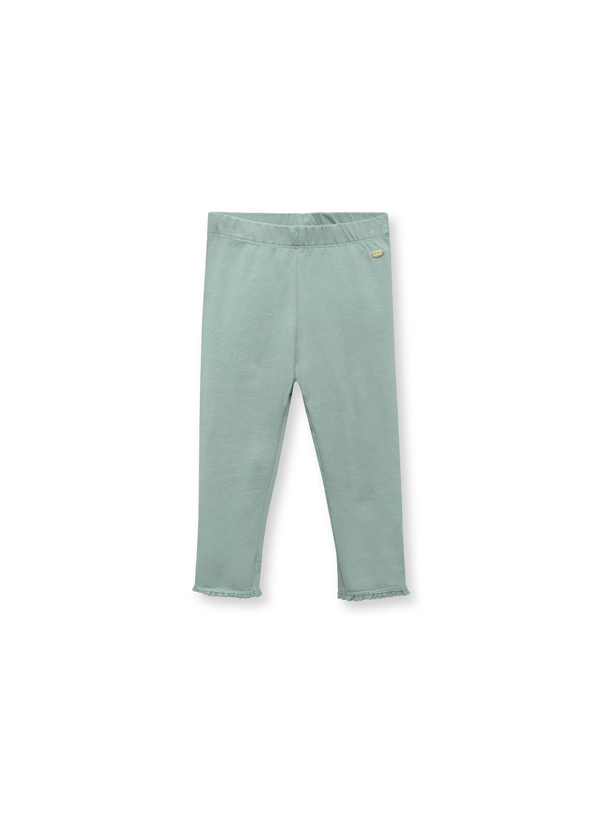 Calza De Niña Con Broderie Verde Pistacho (6M A 4A) Opaline-0