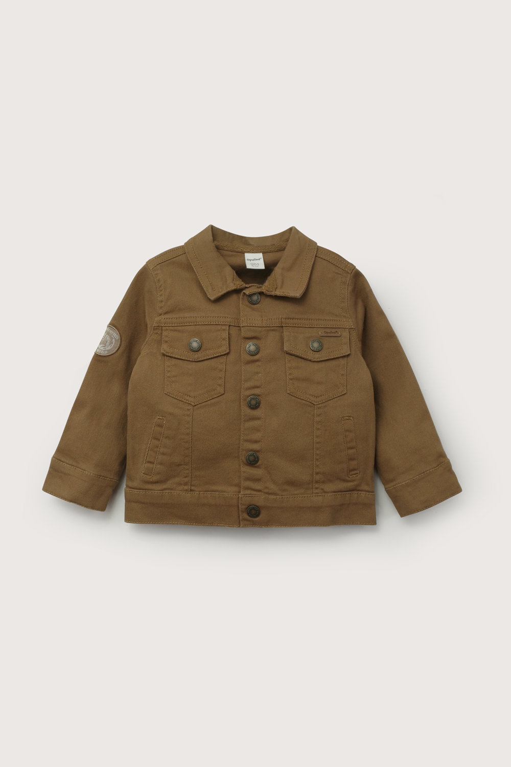 Chaqueta de gabardina café de niño-1