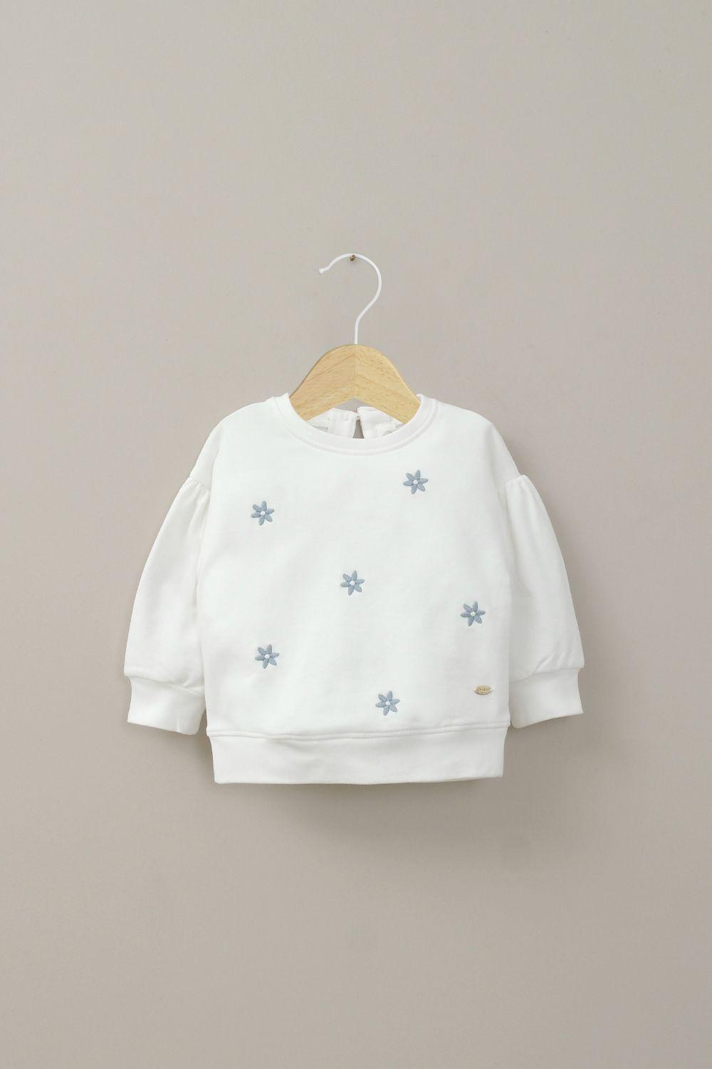 Polerón blanco con bordado de niña-0