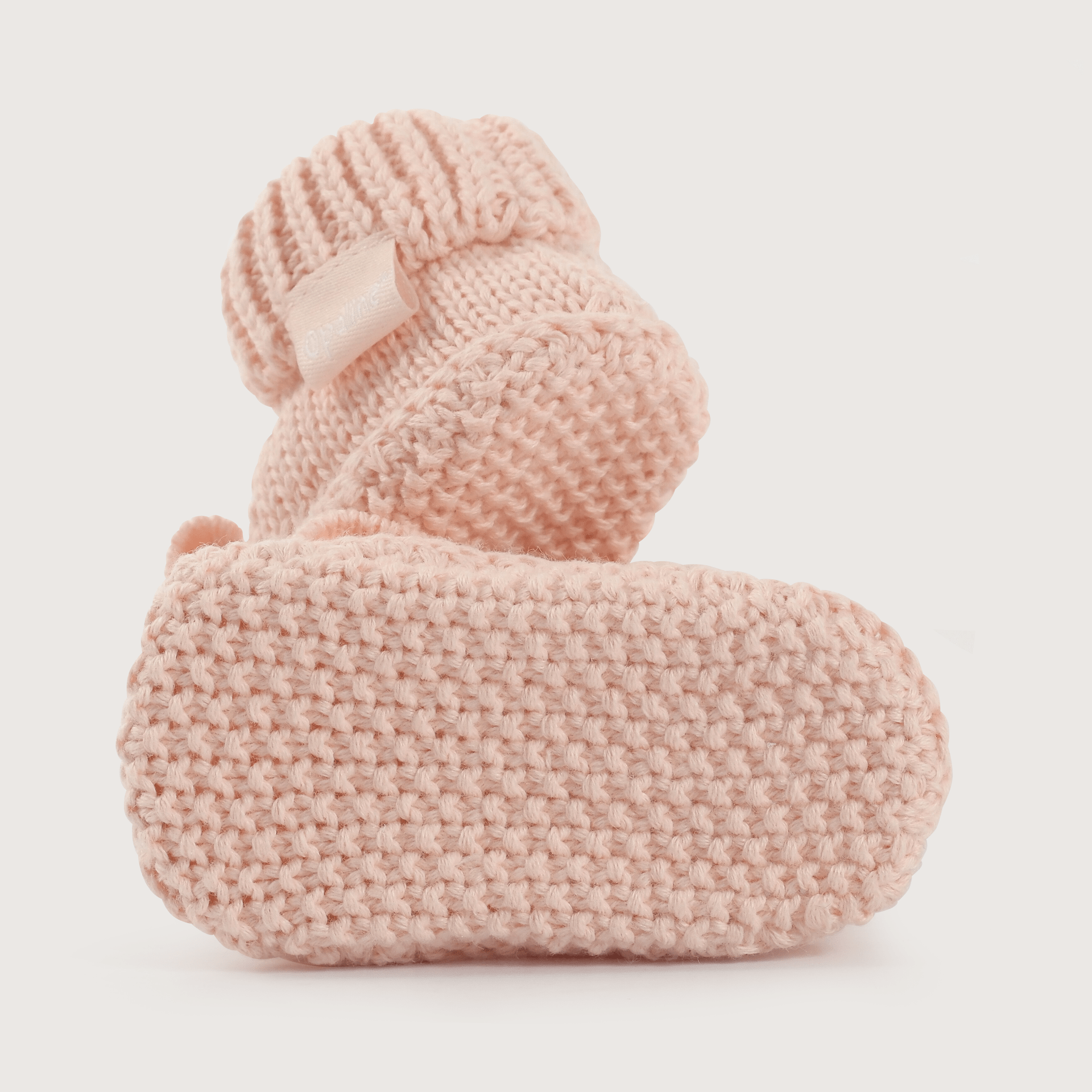 Pantufla bebé tejida rosada de niña-2