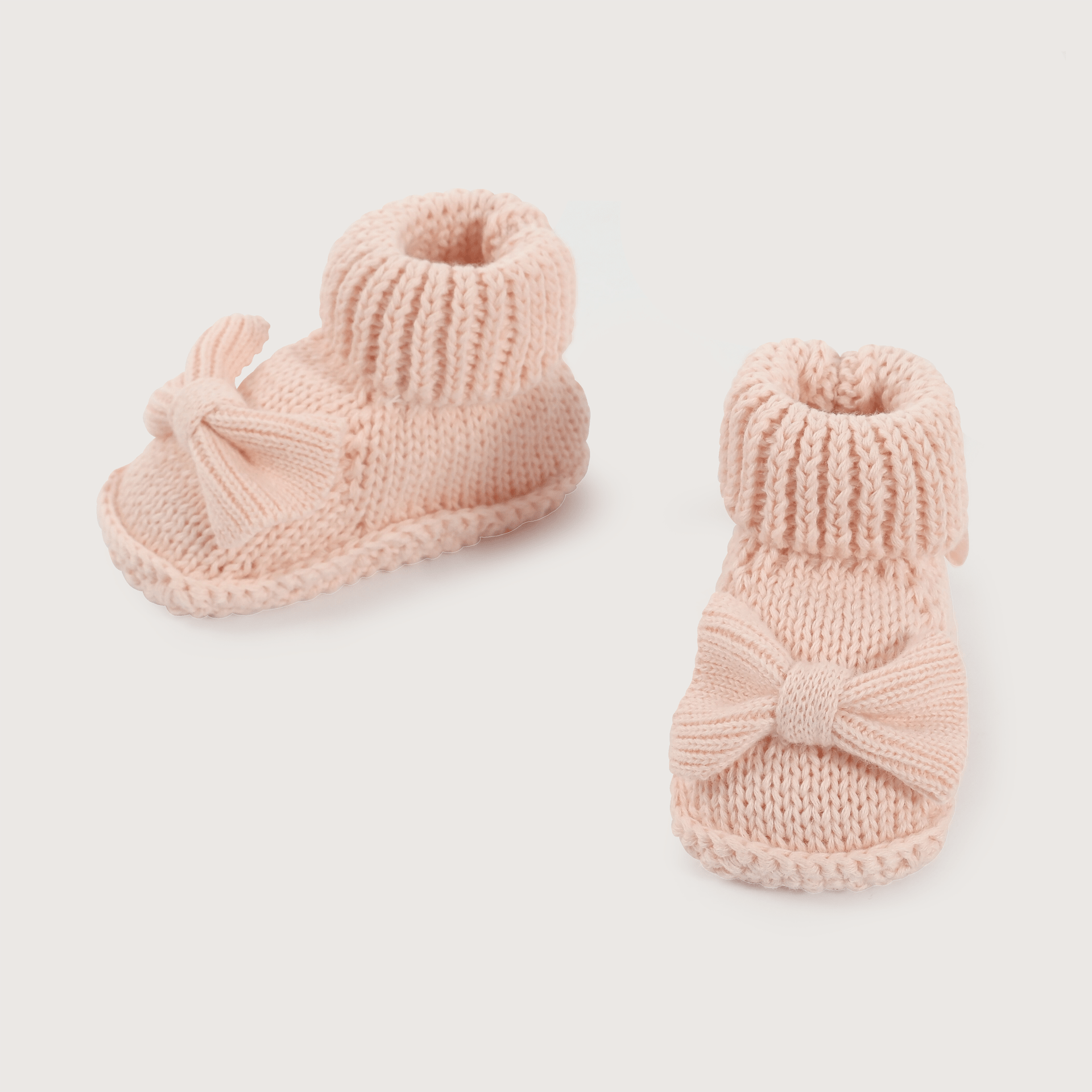 Pantufla bebé tejida rosada de niña-3