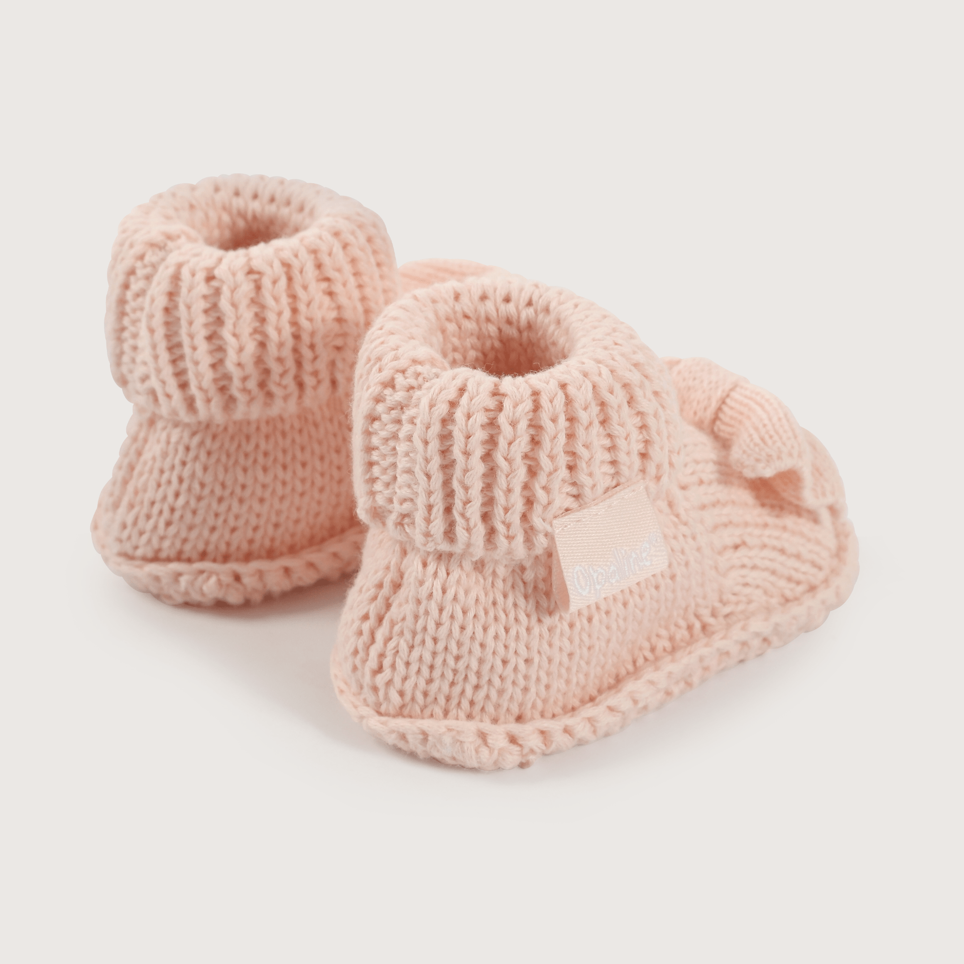 Pantufla bebé tejida rosada de niña-4