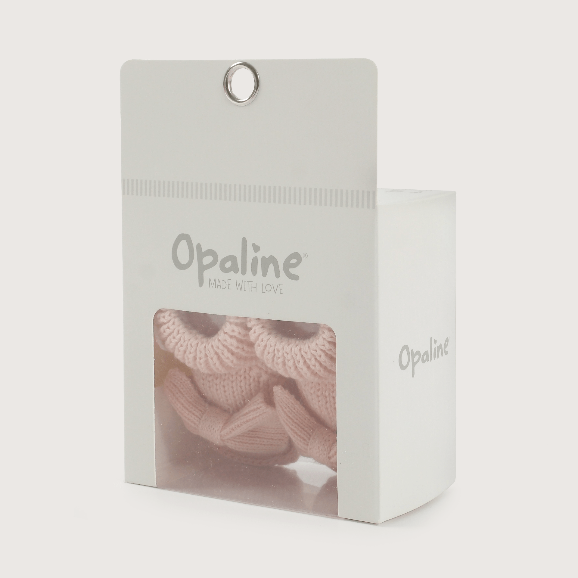 Pantufla bebé tejida rosada de niña-5