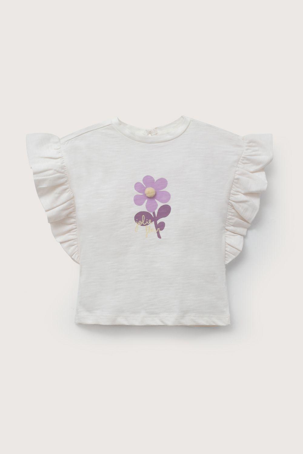 Polera manga corta crema de niña-1