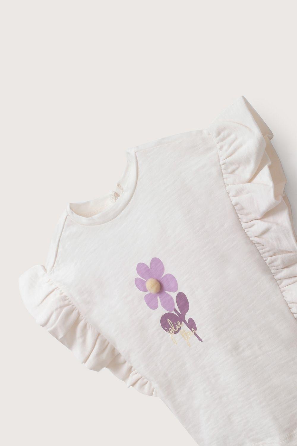 Polera manga corta crema de niña-3