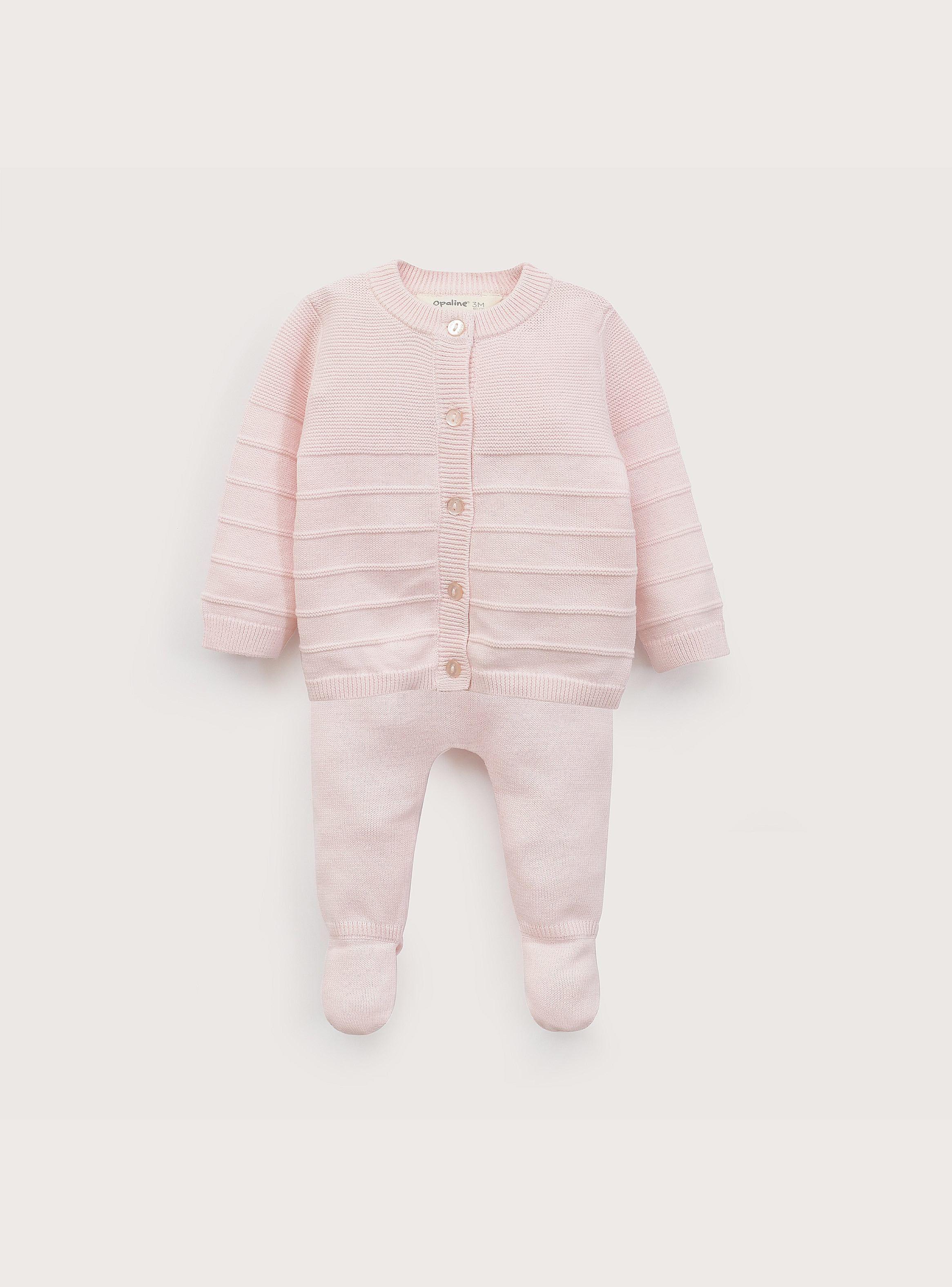 Conjunto Tejido Bebe Niña Rosado-1