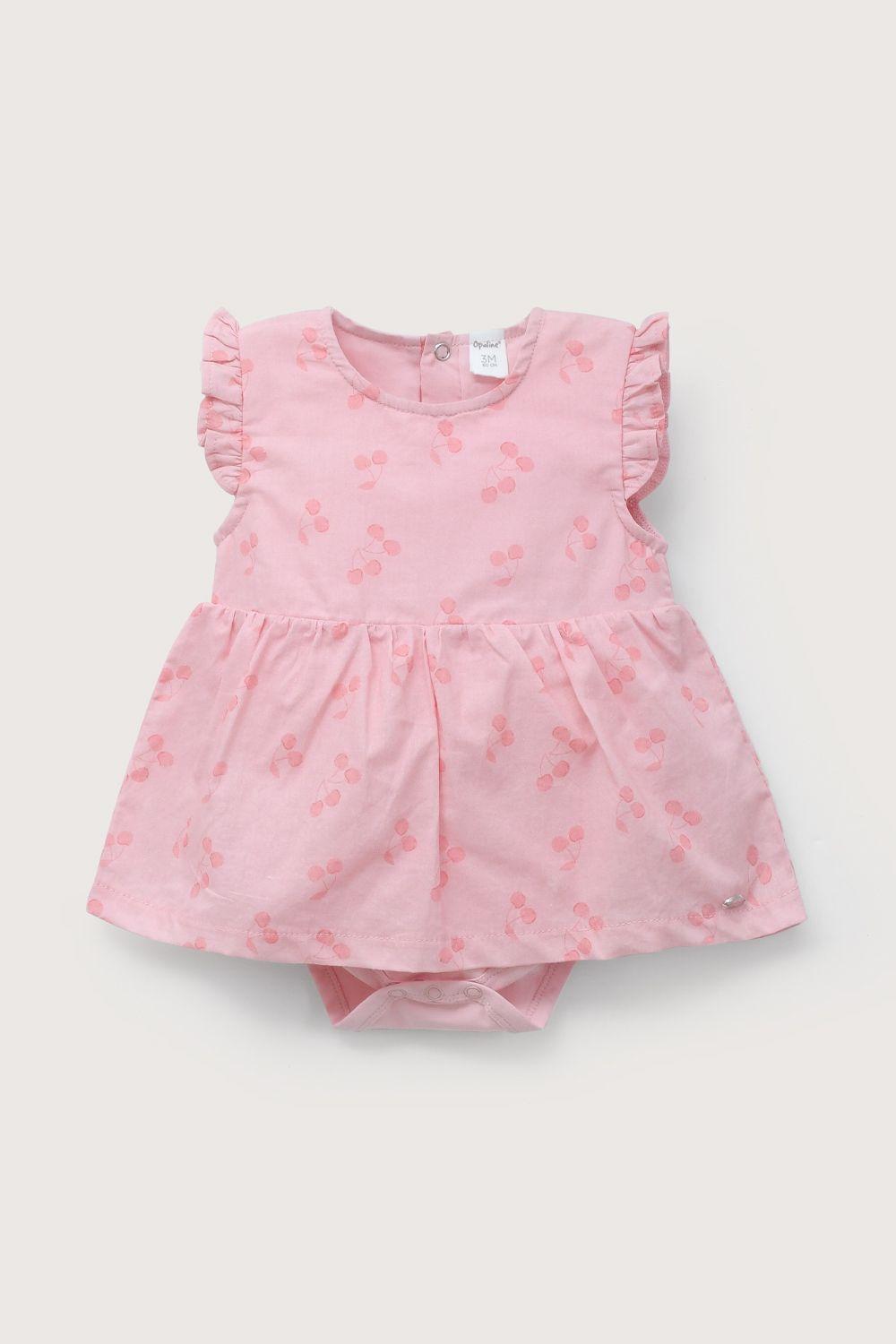 Body vestido rosado estampado de bebé niña-1