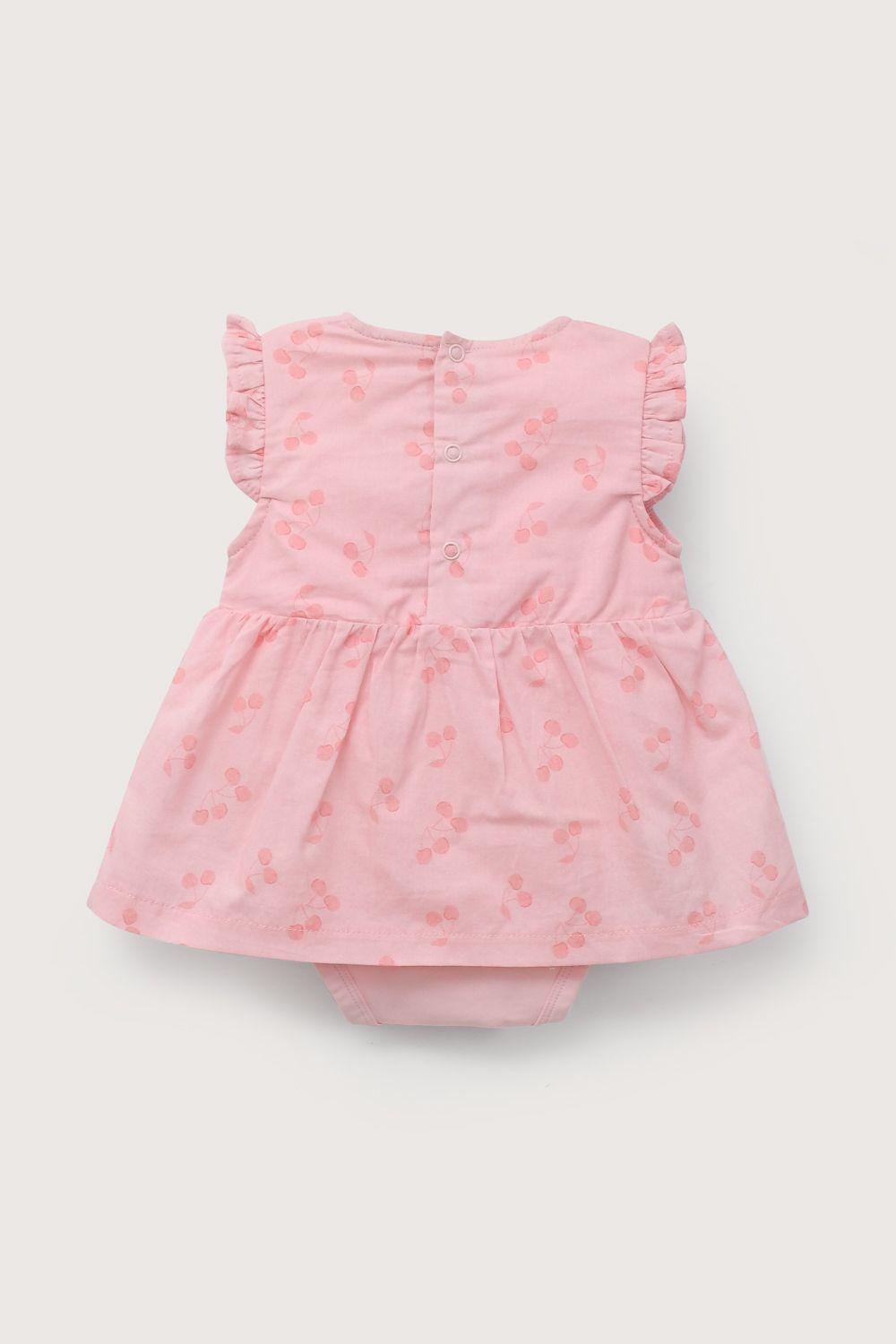Body vestido rosado estampado de bebé niña-2