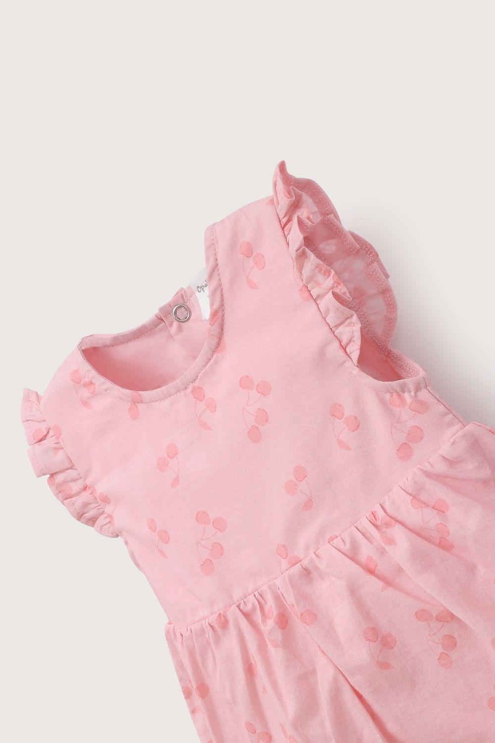 Body vestido rosado estampado de bebé niña-3