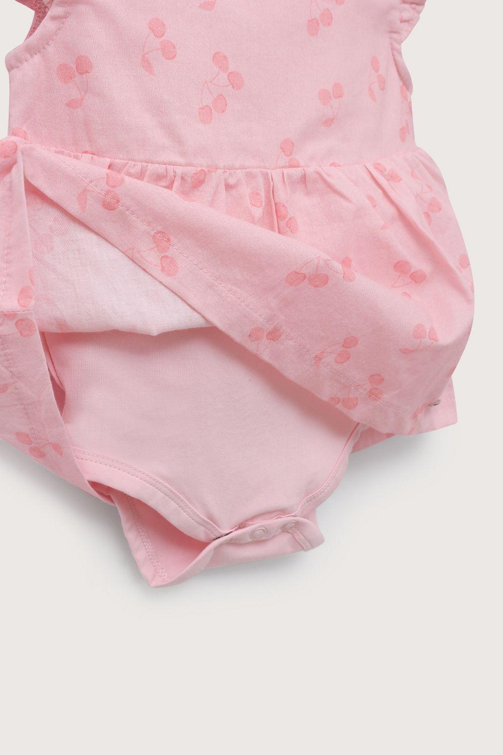 Body vestido rosado estampado de bebé niña-4