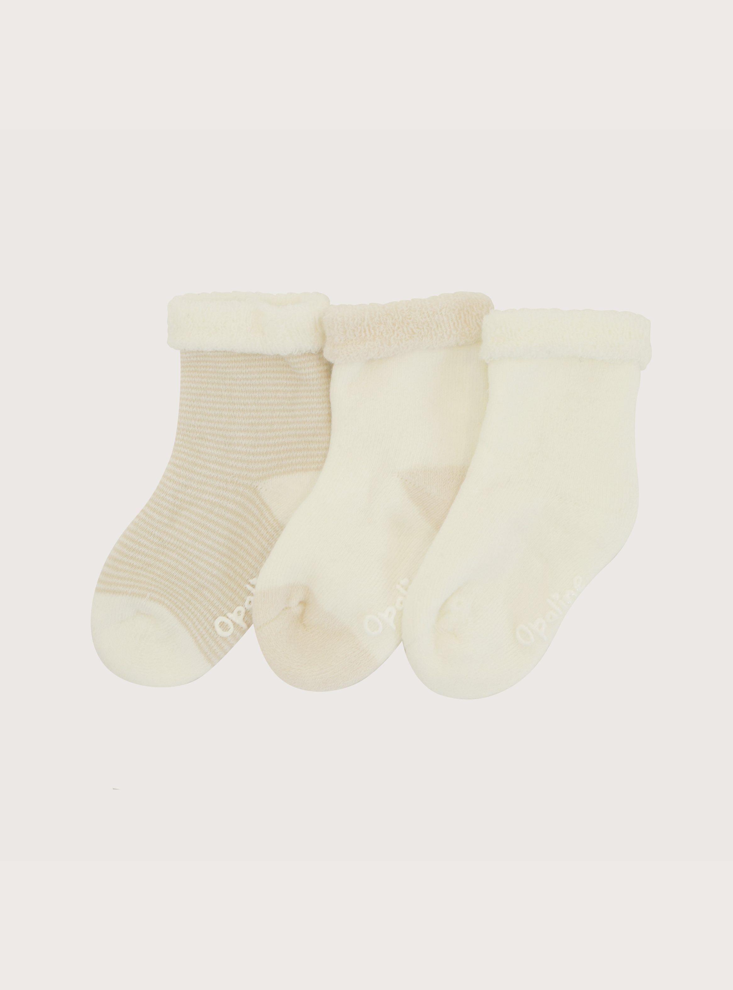 Pack 3 Calcetin Beige Bebé Unisex-0