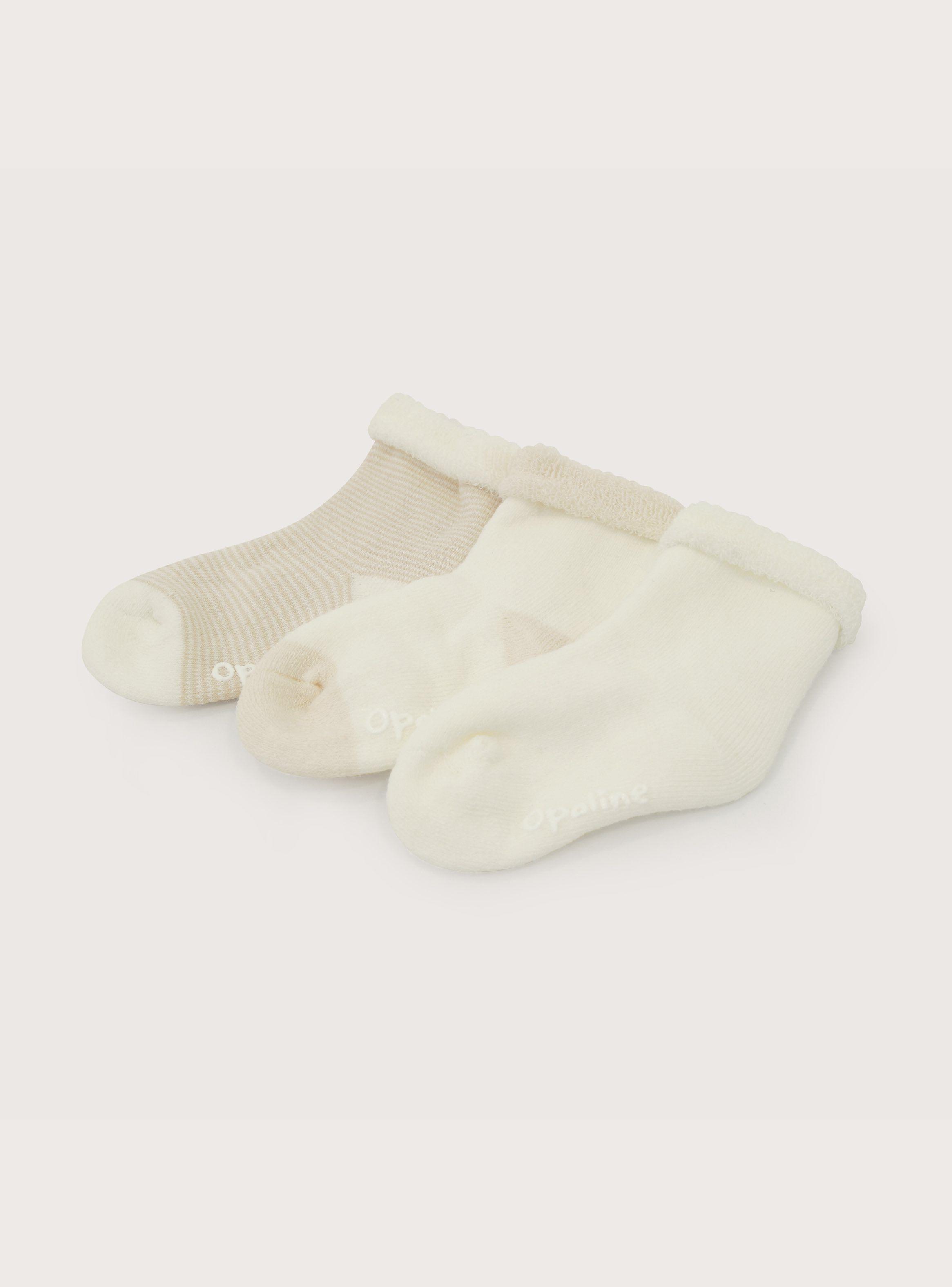 Pack 3 Calcetin Beige Bebé Unisex-1
