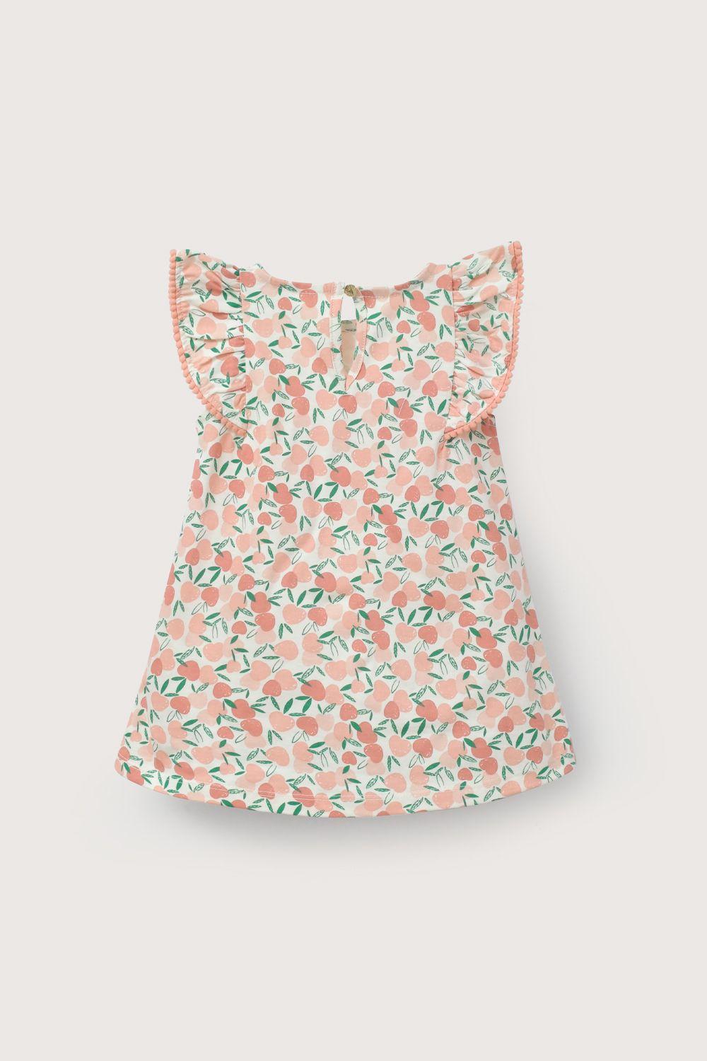 Vestido crema estampado de niña-2