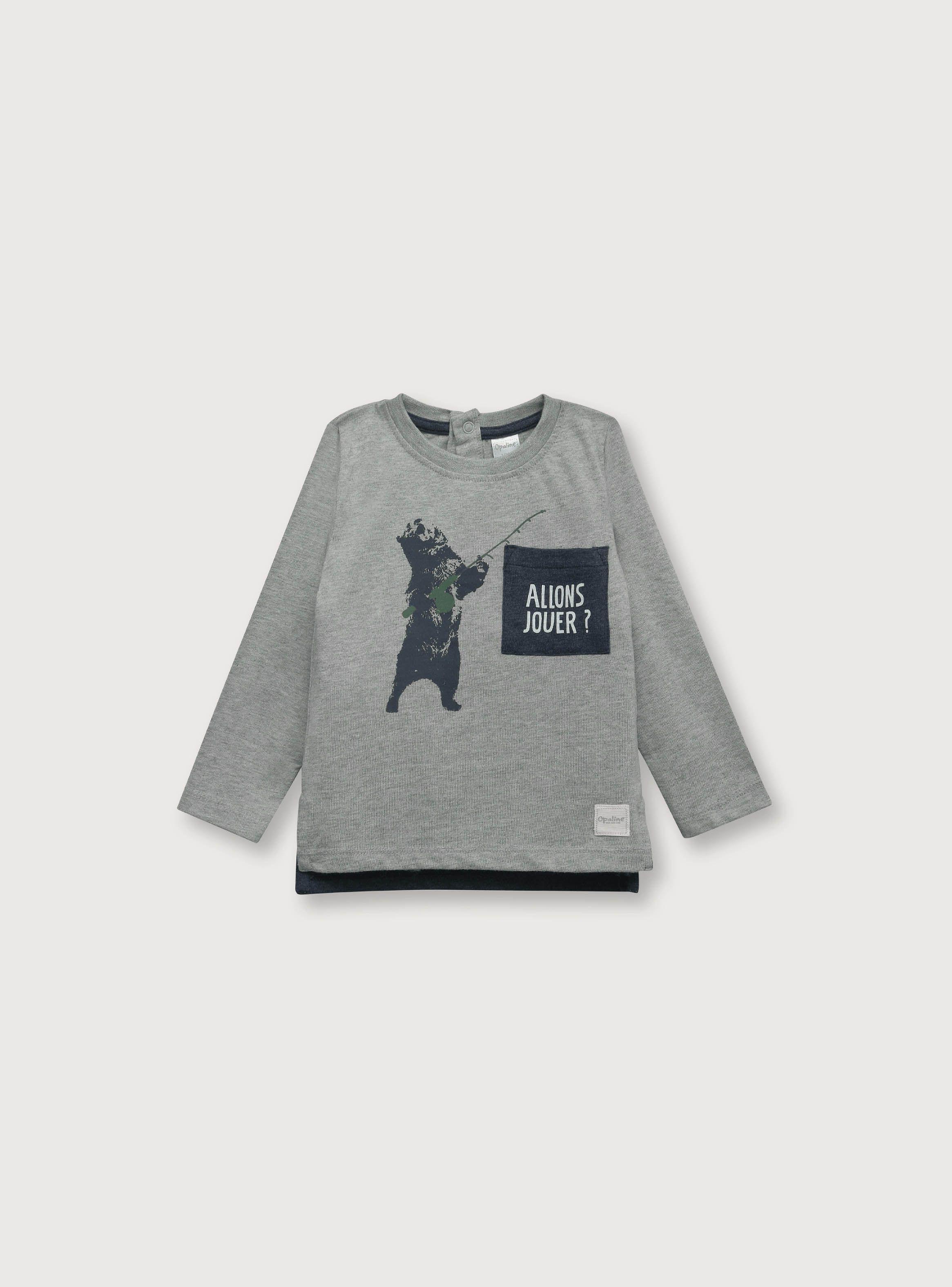 Polera De Niño Oso Gris (6M A 4A) Opaline-0