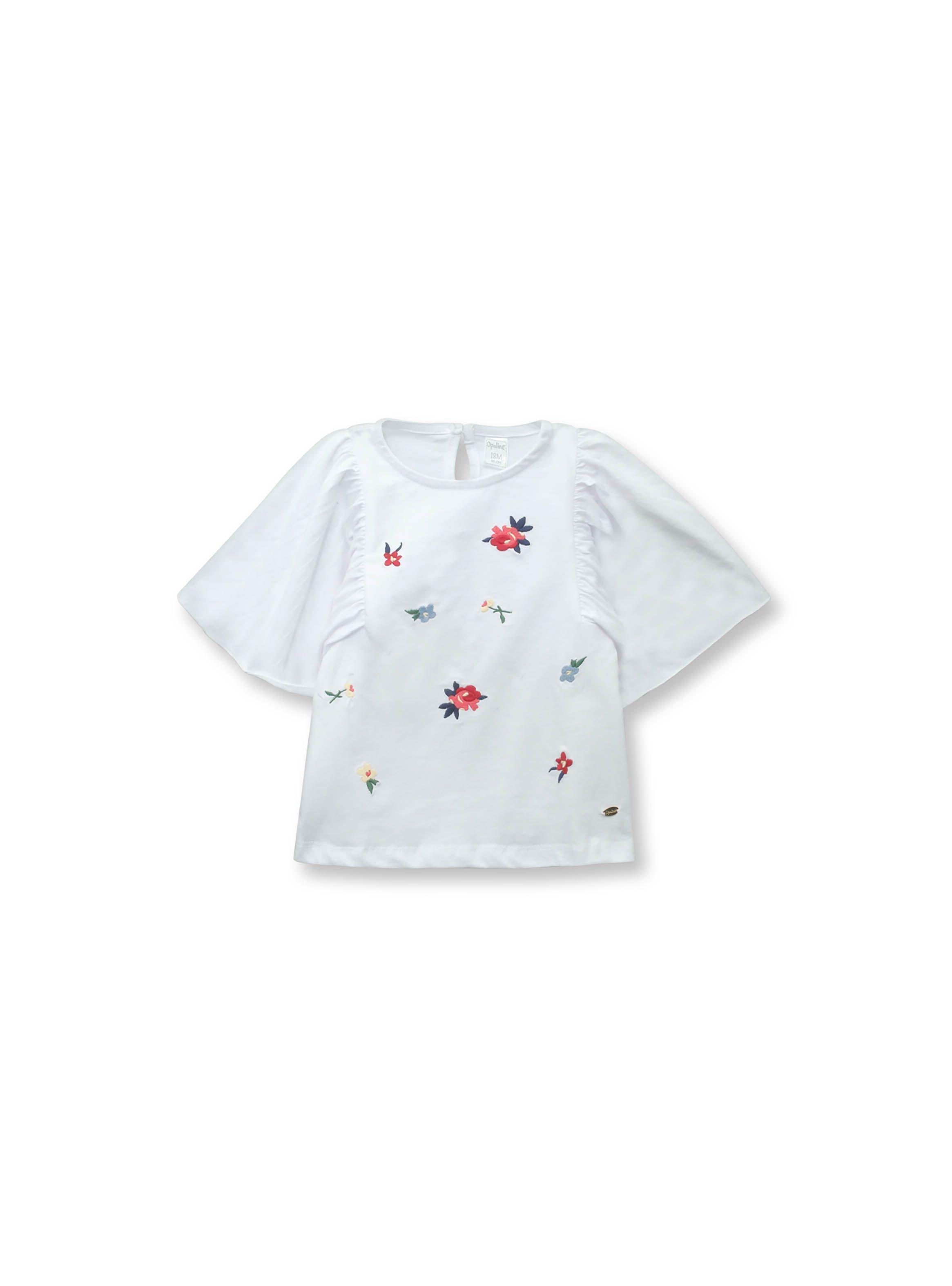 Polera De Niña Manga Amplia Blanco (6M A 4A) Opaline-0