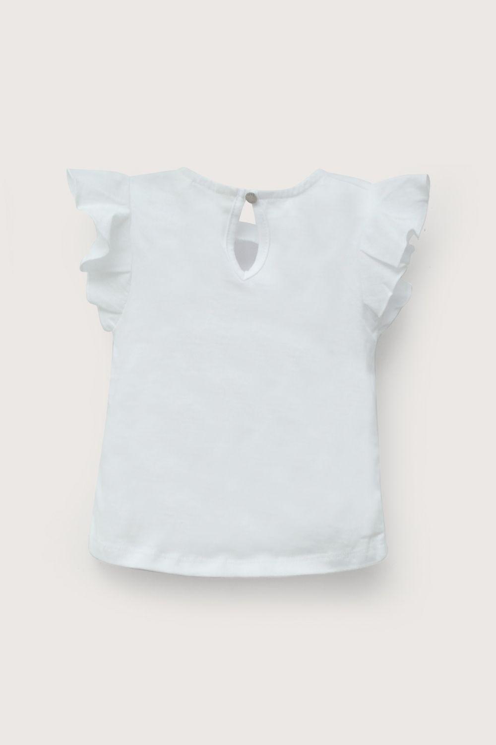 Polera manga corta bordada blanca de niña-2