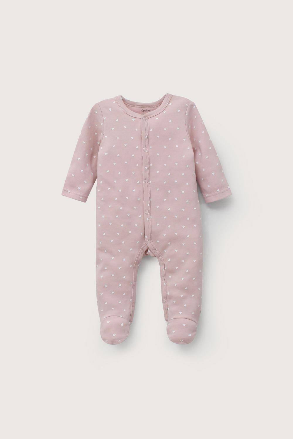 Conjunto 5 piezas rosado con corazones de bebé niña-2