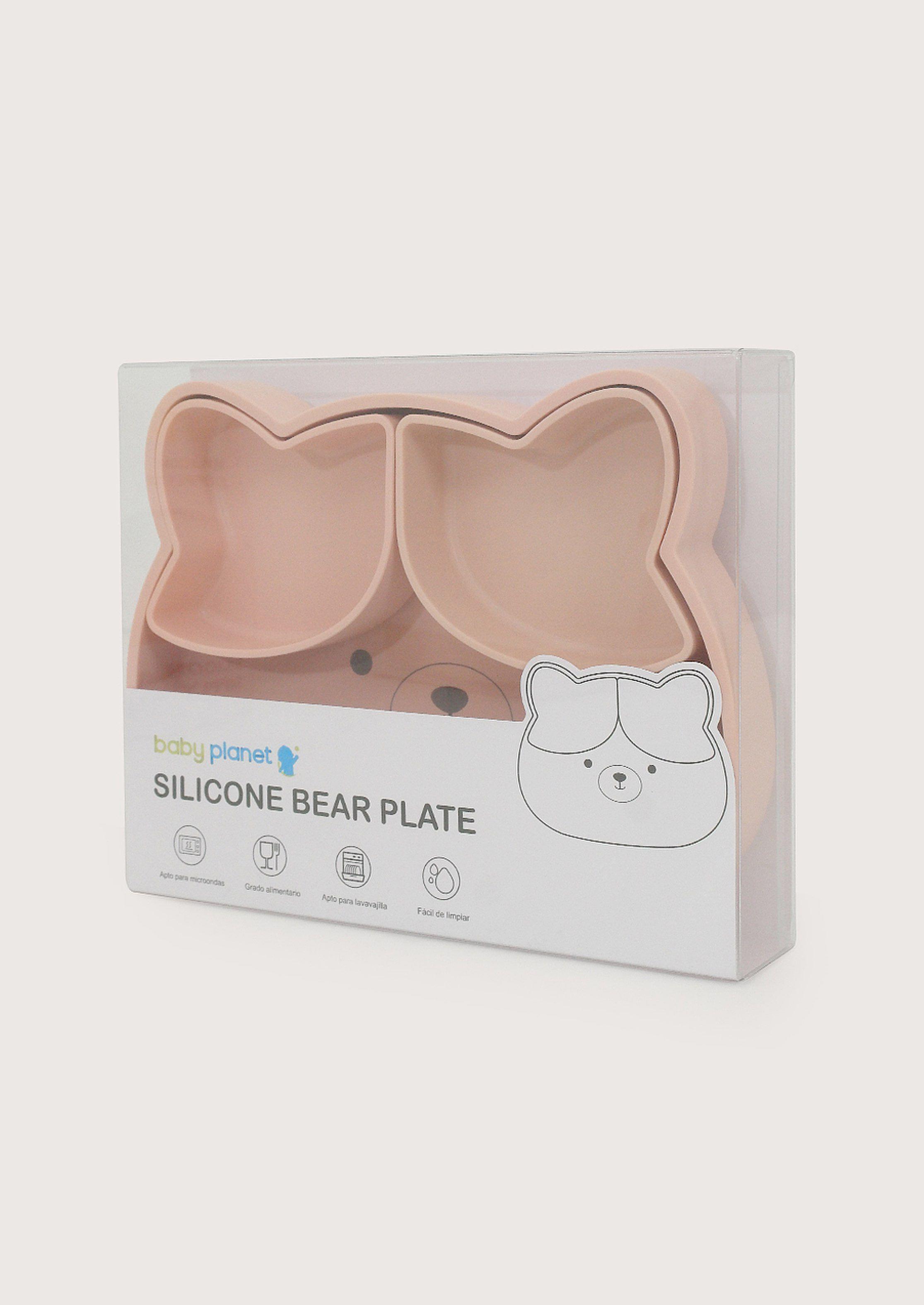 Plato oso con base antideslizante rosado-3