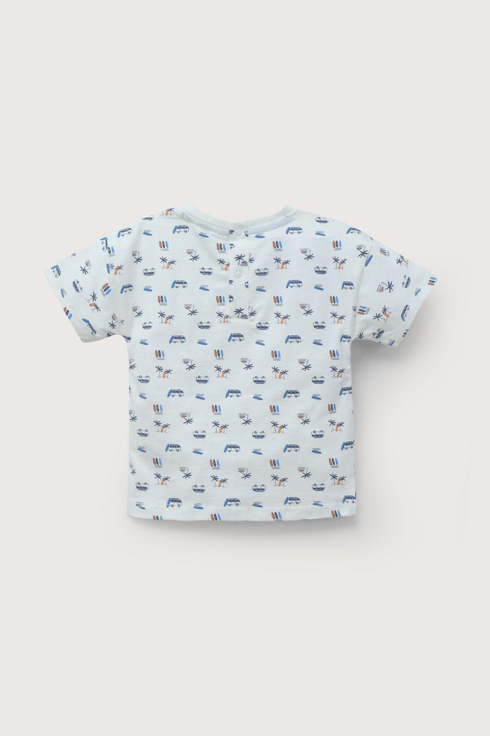 Polera manga corta blanca estampada de niño-2