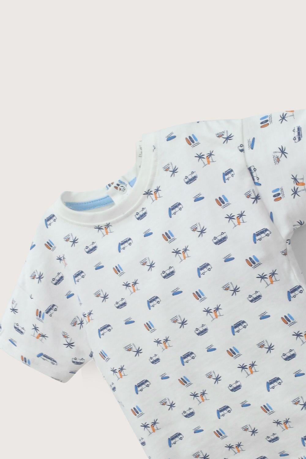 Polera manga corta blanca estampada de niño-3