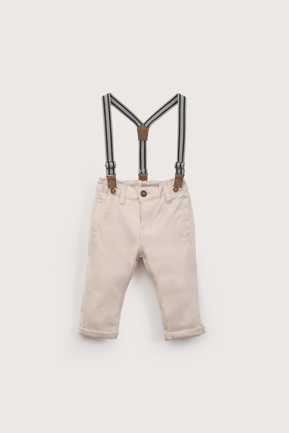 Pantalón con suspensores beige de niño-1