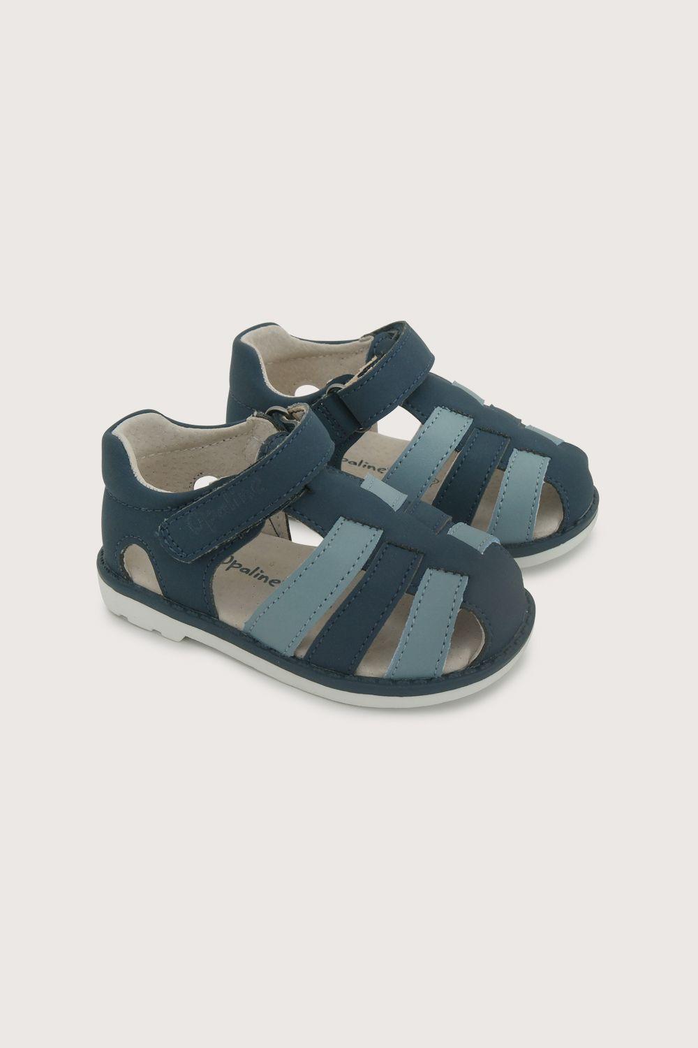 Sandalia primeros pasos azul de niño velcro-0