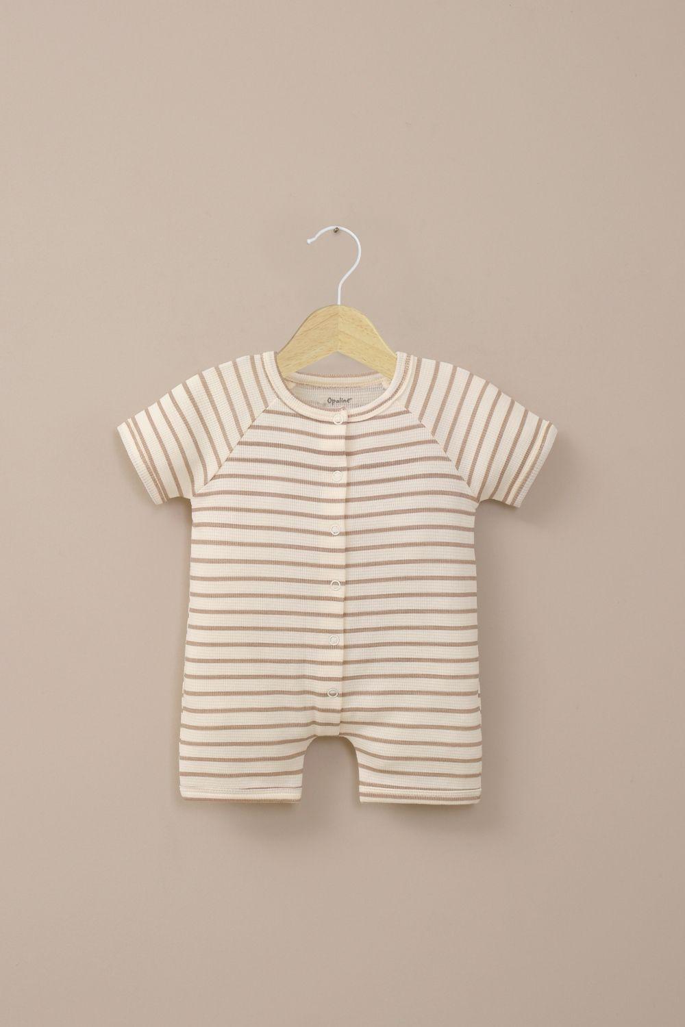 Bombacho waffle estampado beige de bebé niño-0