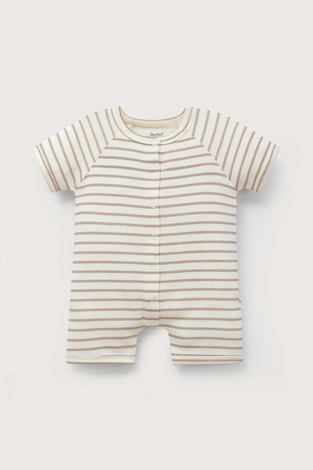 Bombacho waffle estampado beige de bebé niño-1