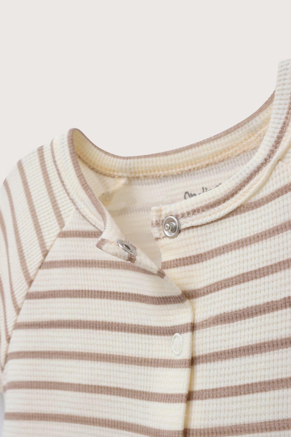Bombacho waffle estampado beige de bebé niño-3