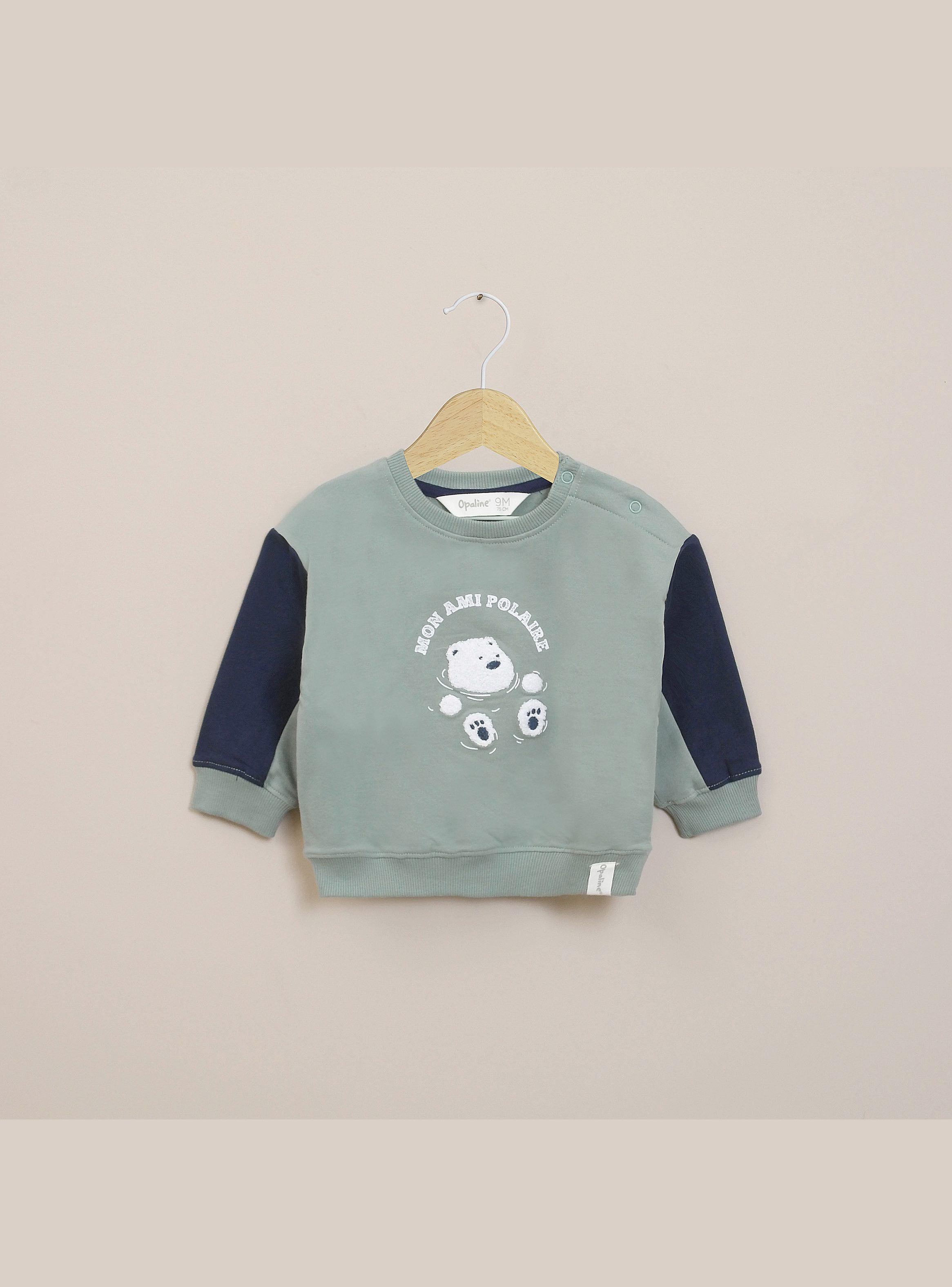 Poleron Infant Niño Verde Con Aplicación-0