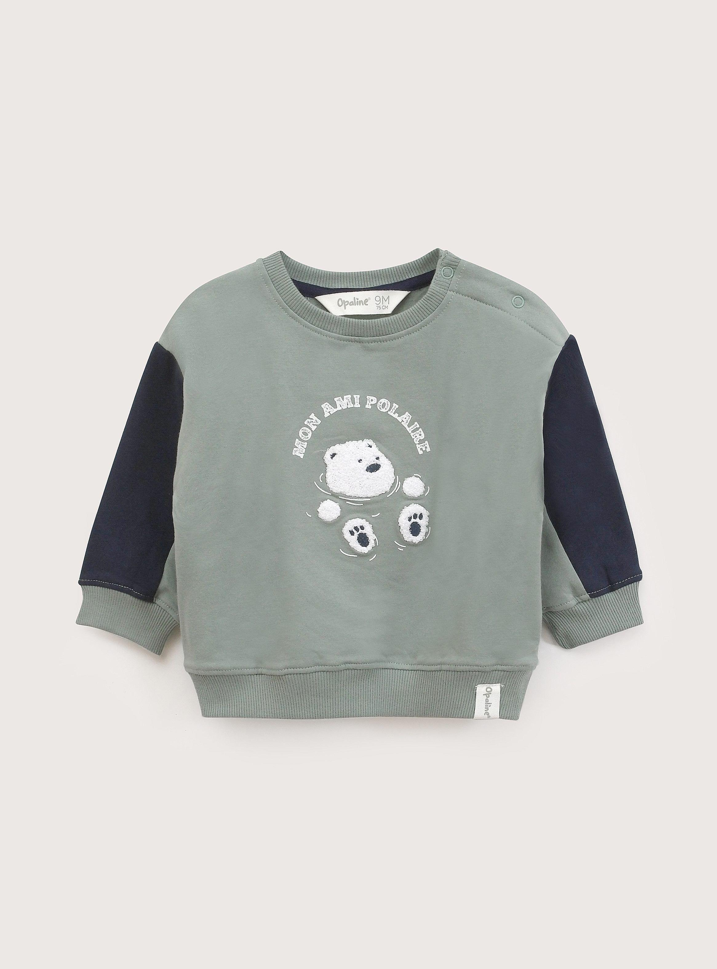 Poleron Infant Niño Verde Con Aplicación-1