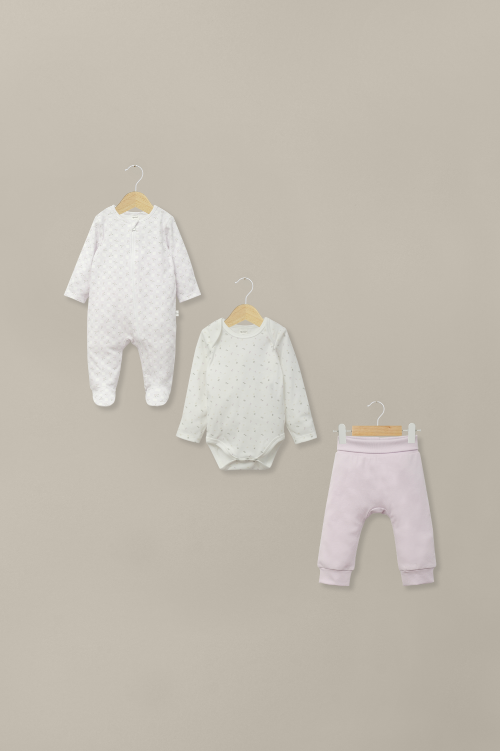 Conjunto 3 piezas osito, body y pantalón lila de bebé niña-0