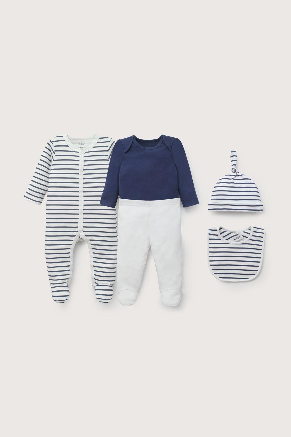 Conjunto 5 piezas azul con estrellas de bebé niño-1