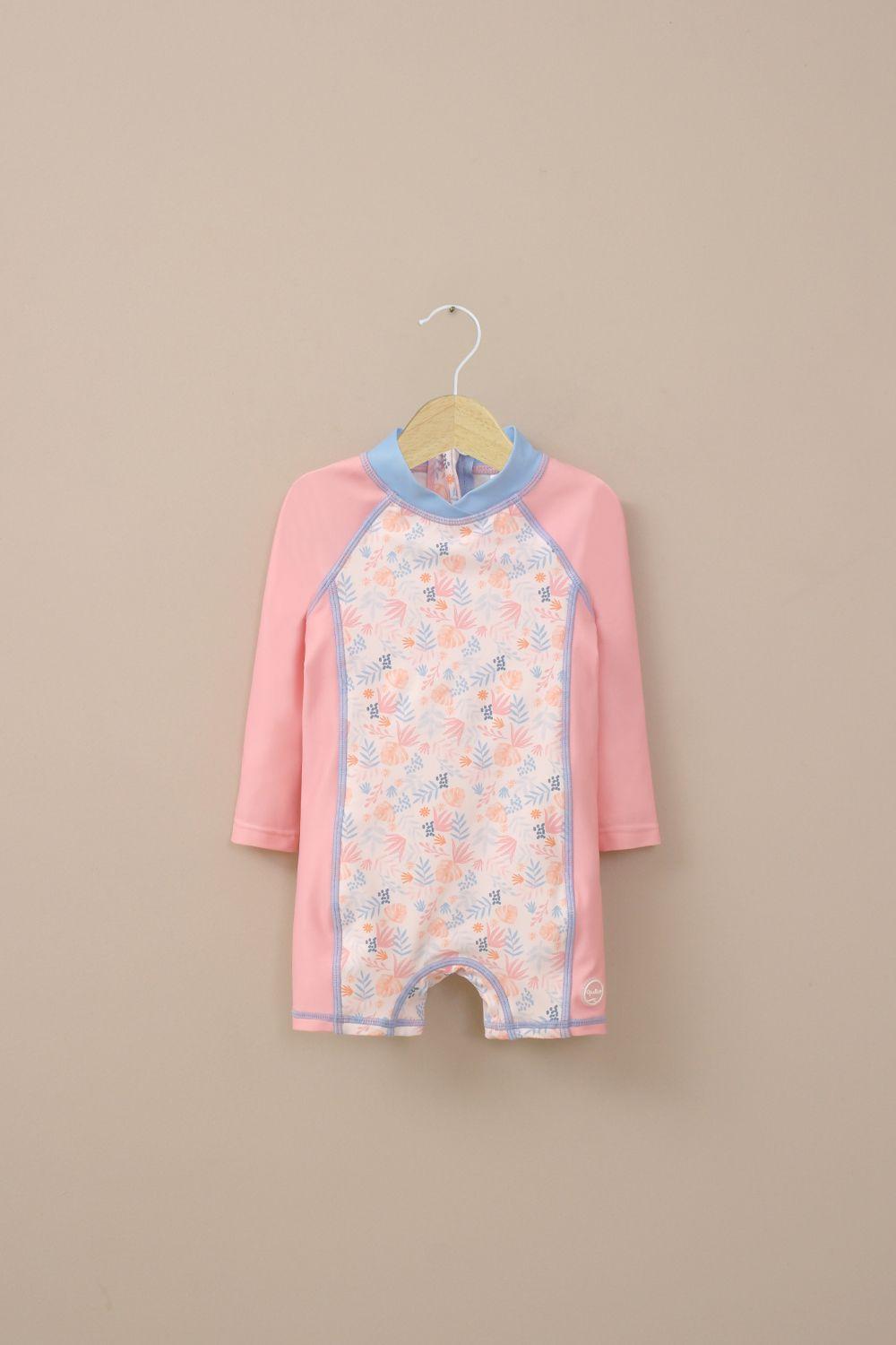 Traje de baño enterito rosado de niña-0