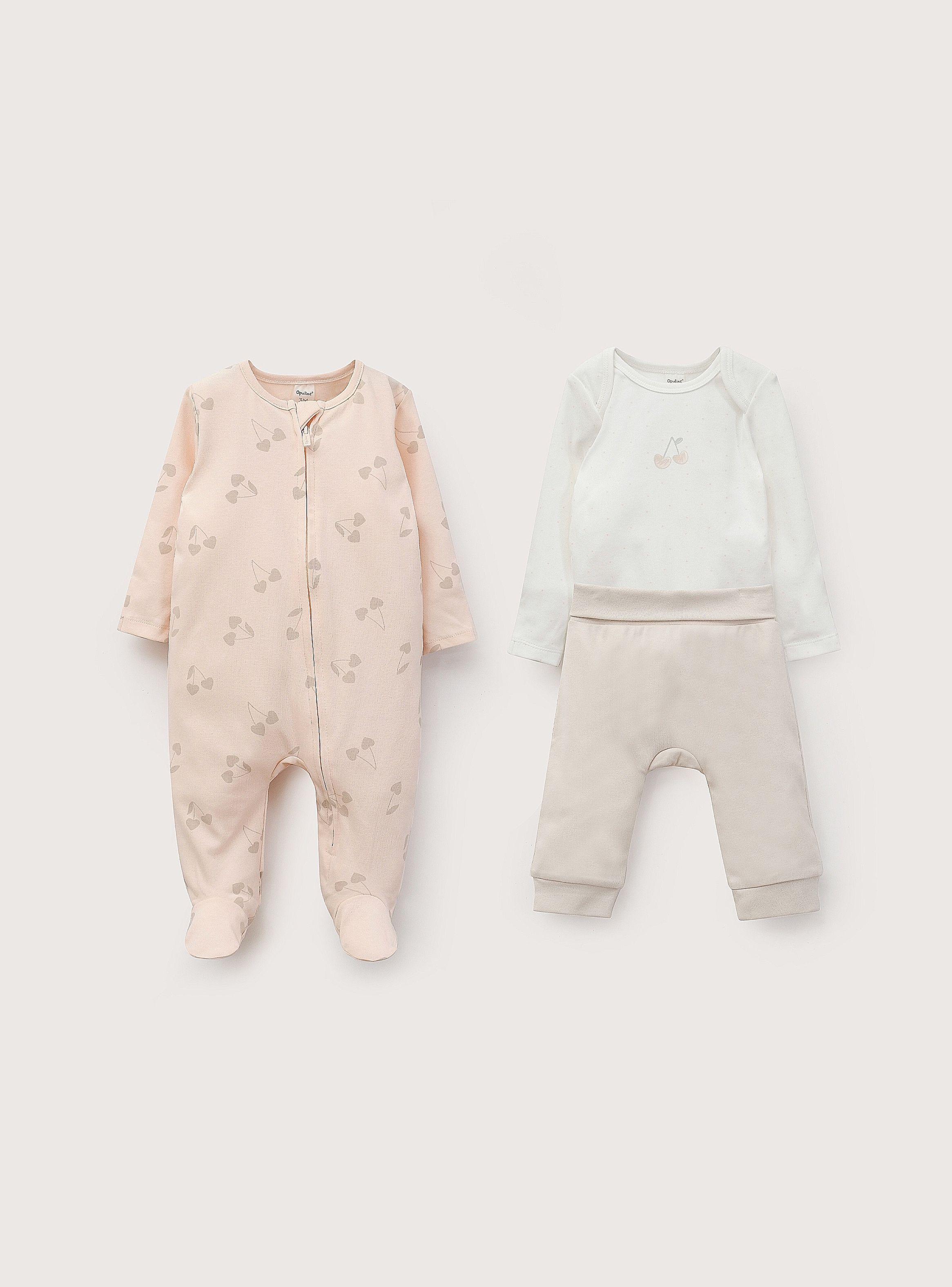 Conjunto 3 Piezas Bebe Niña Rosado-1